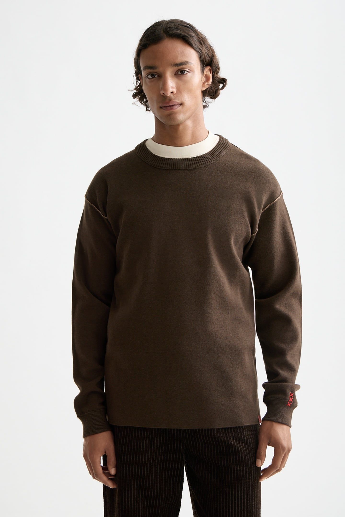 MERINO DOUBLE FACE DROPPED SHOULDER CREWNECK DEMITASSE 1