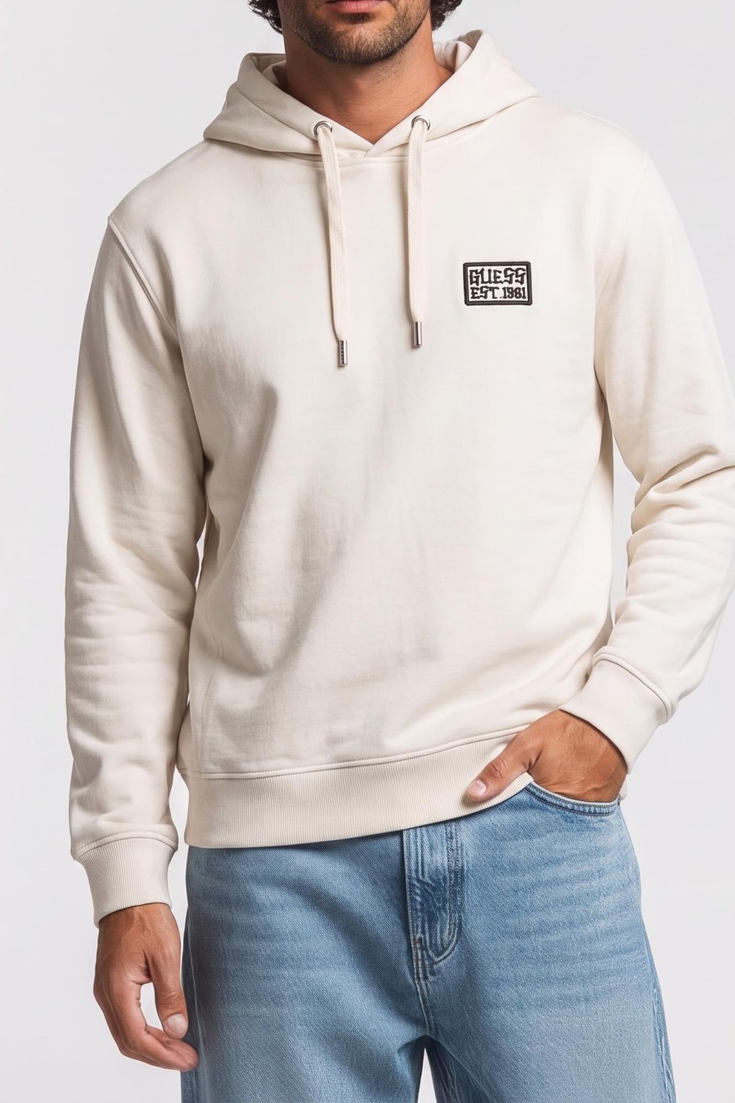 GUESS ECO HERON HOODIE SWEATSH BIRCH BARK 1