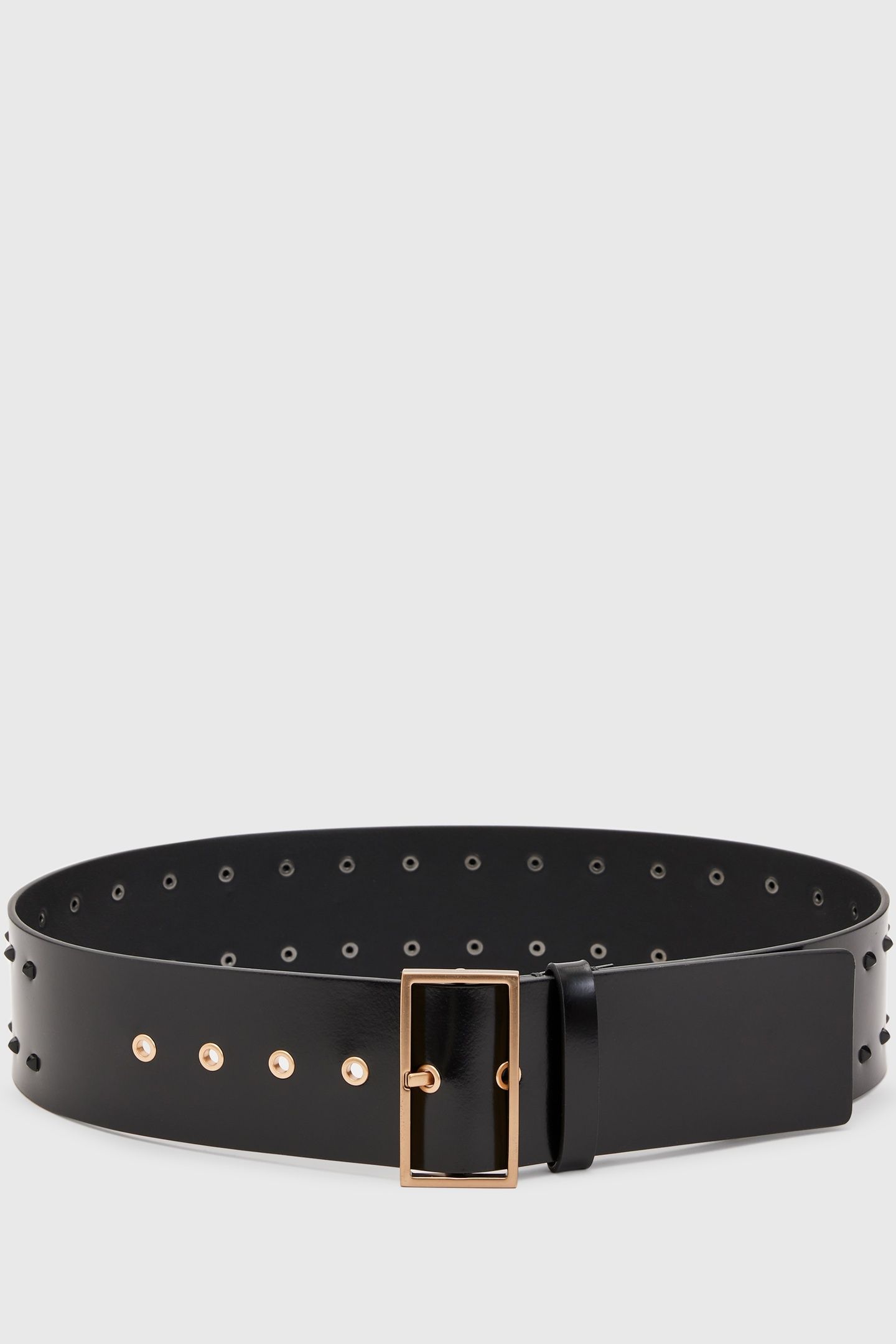 MAXIE STUD WIDE BELT BLACK/MATTE/BRASS 2