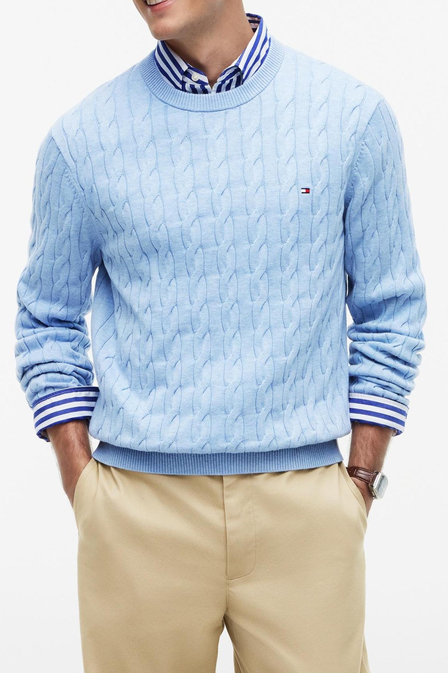CLASSIC COTTON CABLE VESSEL BLUE HEATHER 1