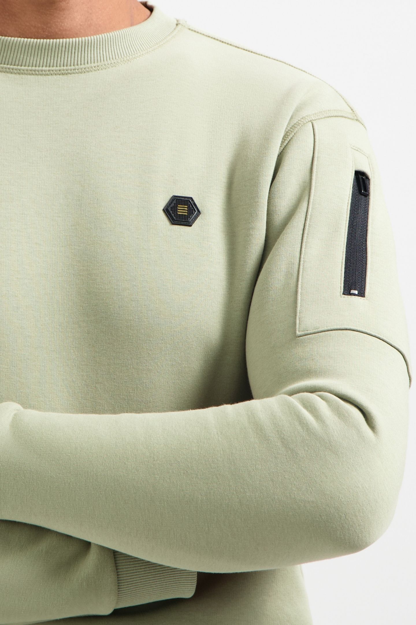 SWEATER CREWNECK BRUSHED INSIDE LIGHT MOSS 6