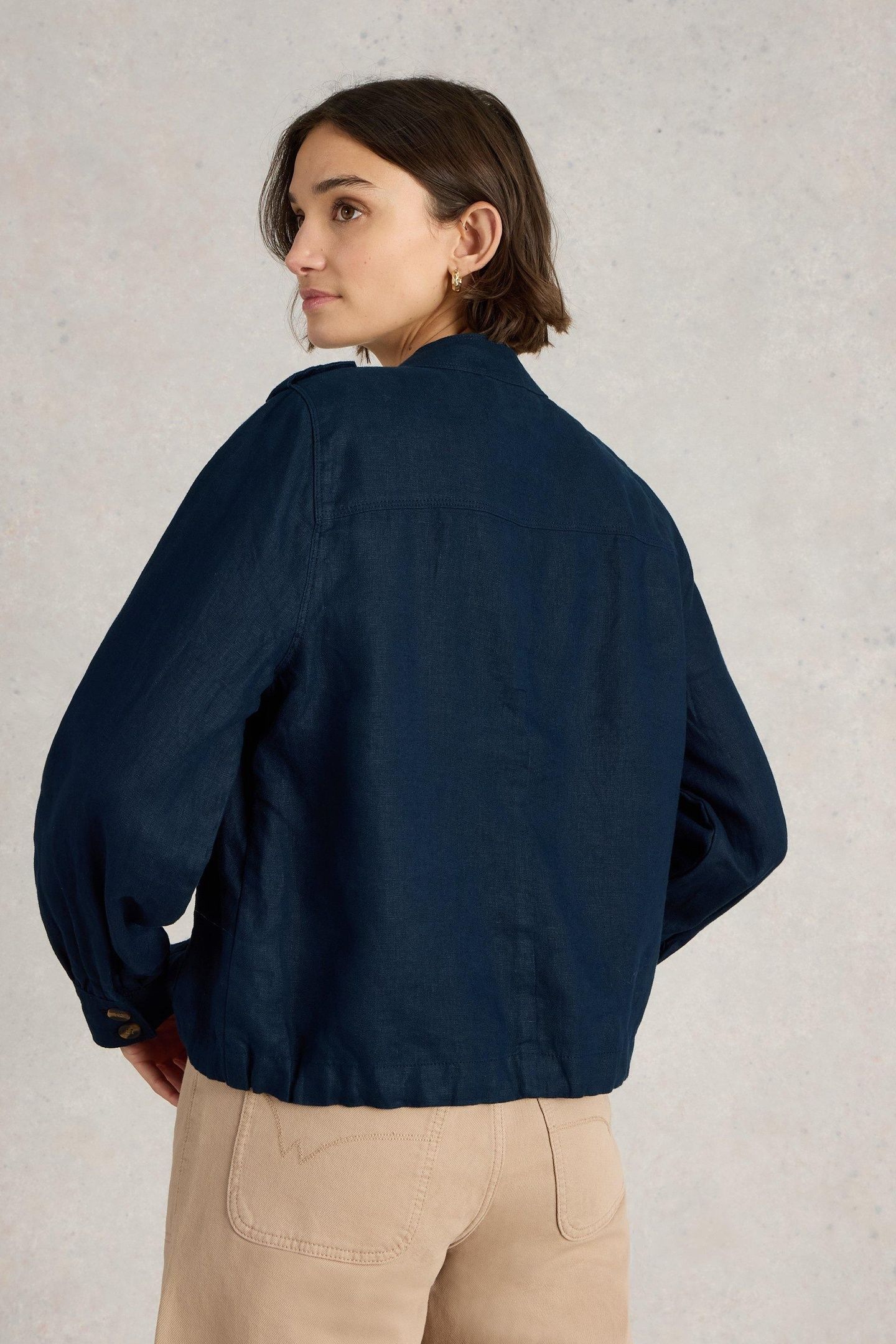 DEMI UTILITY LINEN JACKET DARK NAVY 4