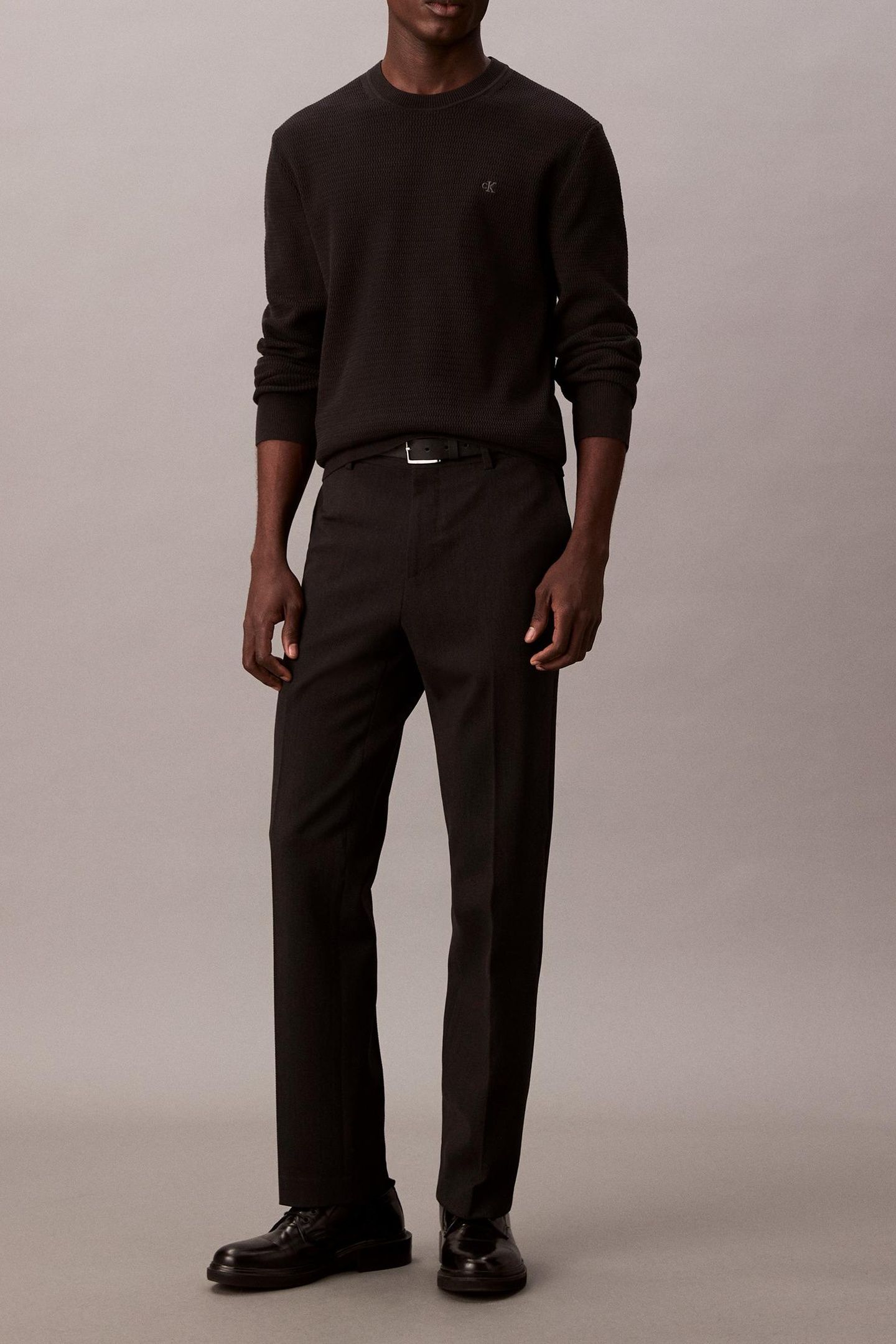 LS TEXTURE COTTON CREW NECK BLACK 1
