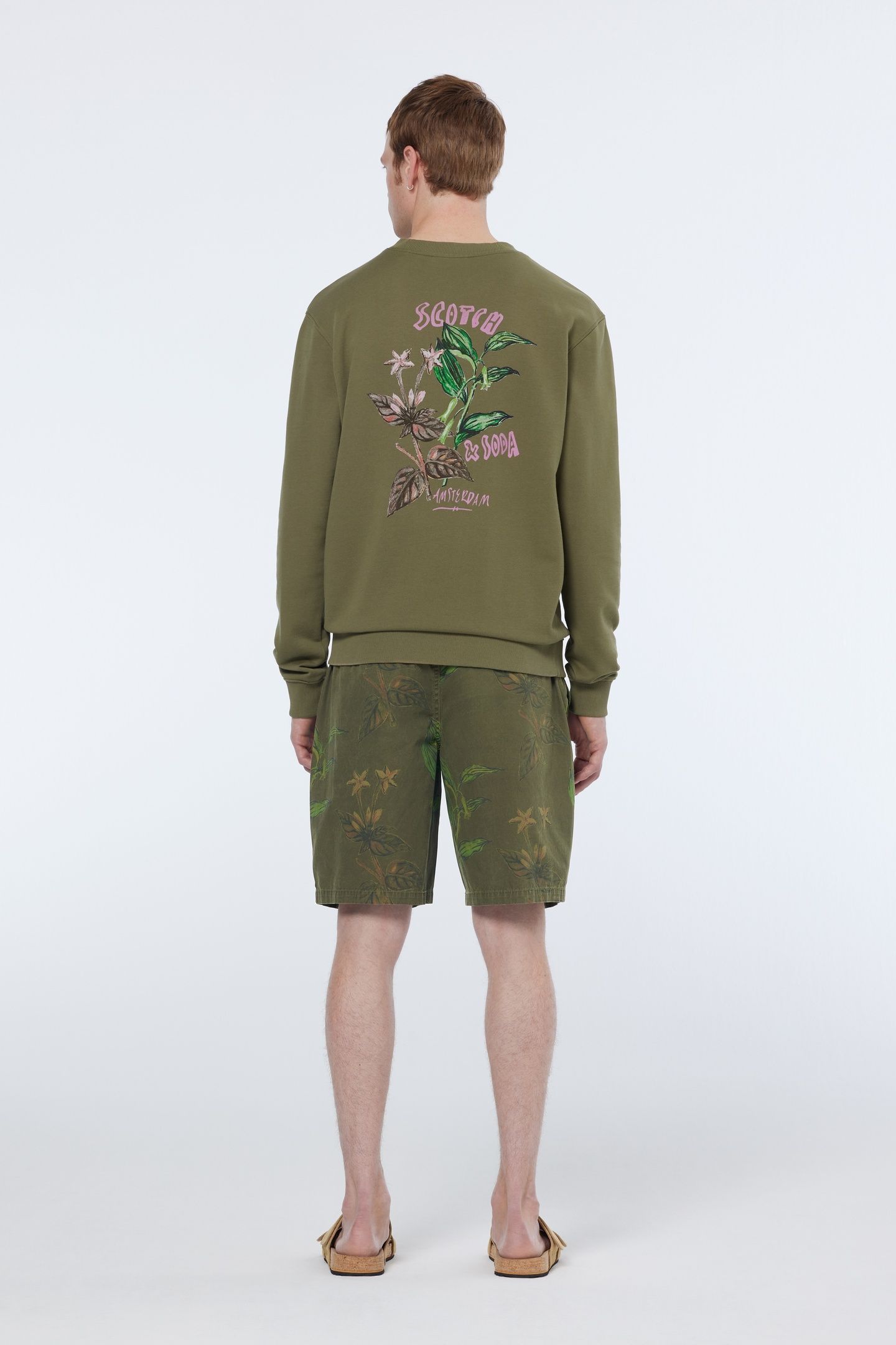 PRINTED COTTON RELAXED FIT SHORT LEAFS MILITARY AOP 2