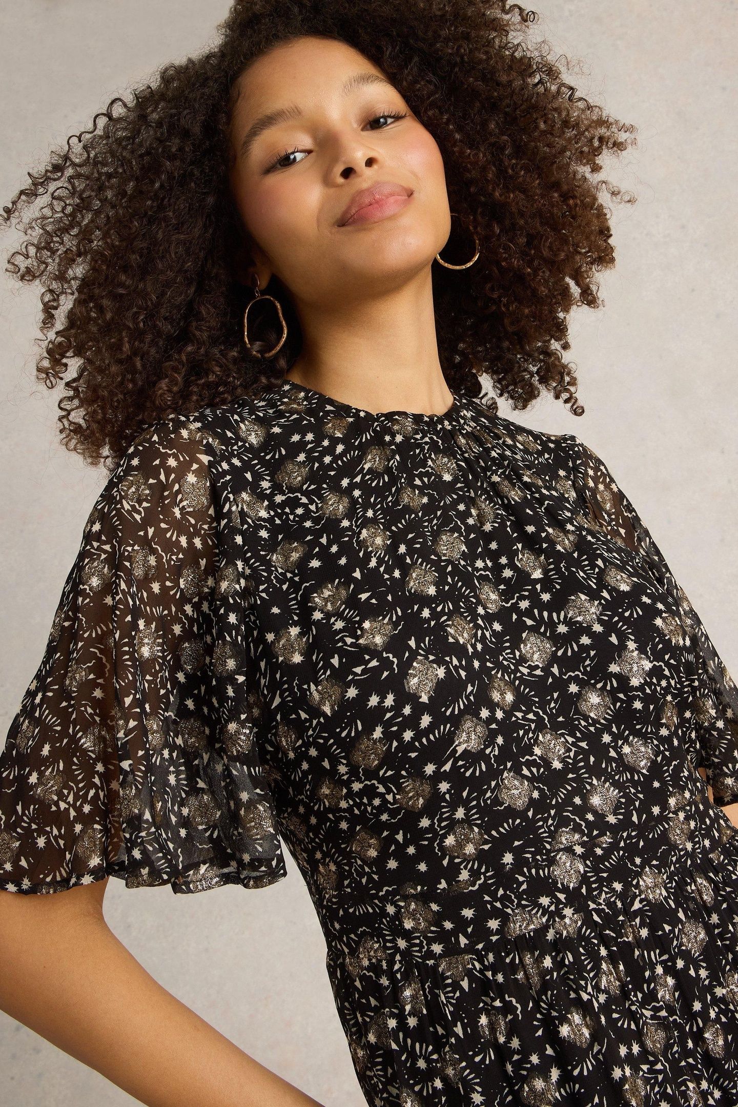 ERIN METALLIC DRESS BLACK MULTI 6