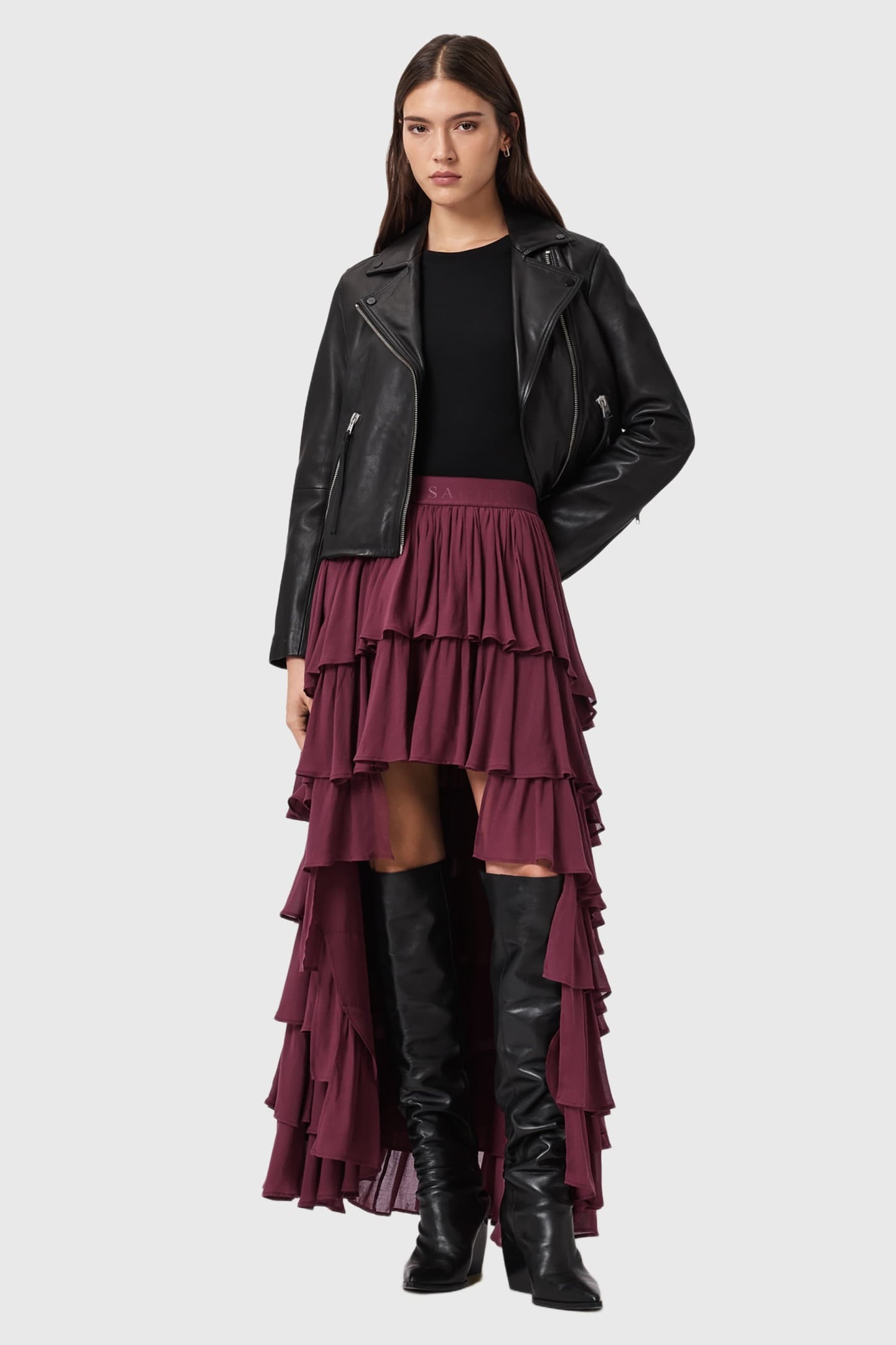 CAVARLY MAXI SKIRT TAWNY PORT RED 2