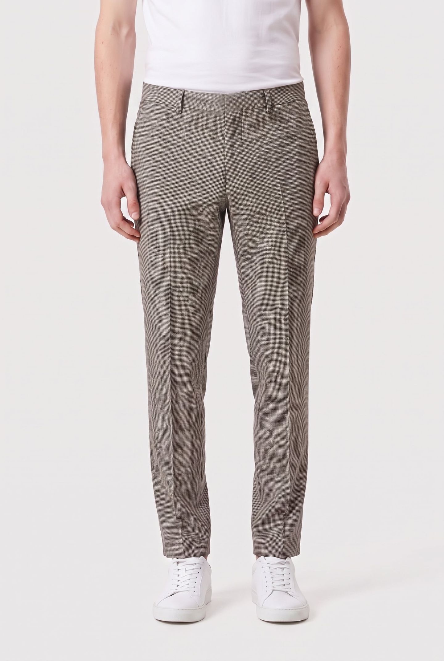 HOUNDSTOOTH SLIM SUIT PANTS BRILLIANT WHITE 1