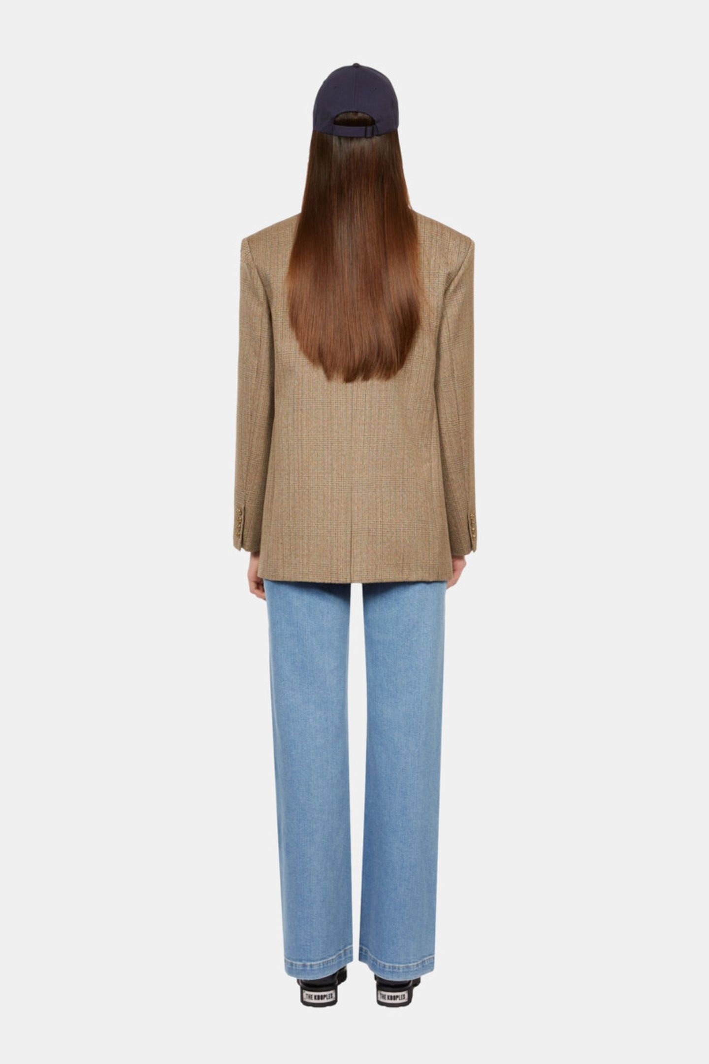 OVERSIZED 6-BUTTON FRONT CTOSUME JACKET BROWN CHEVRON 4