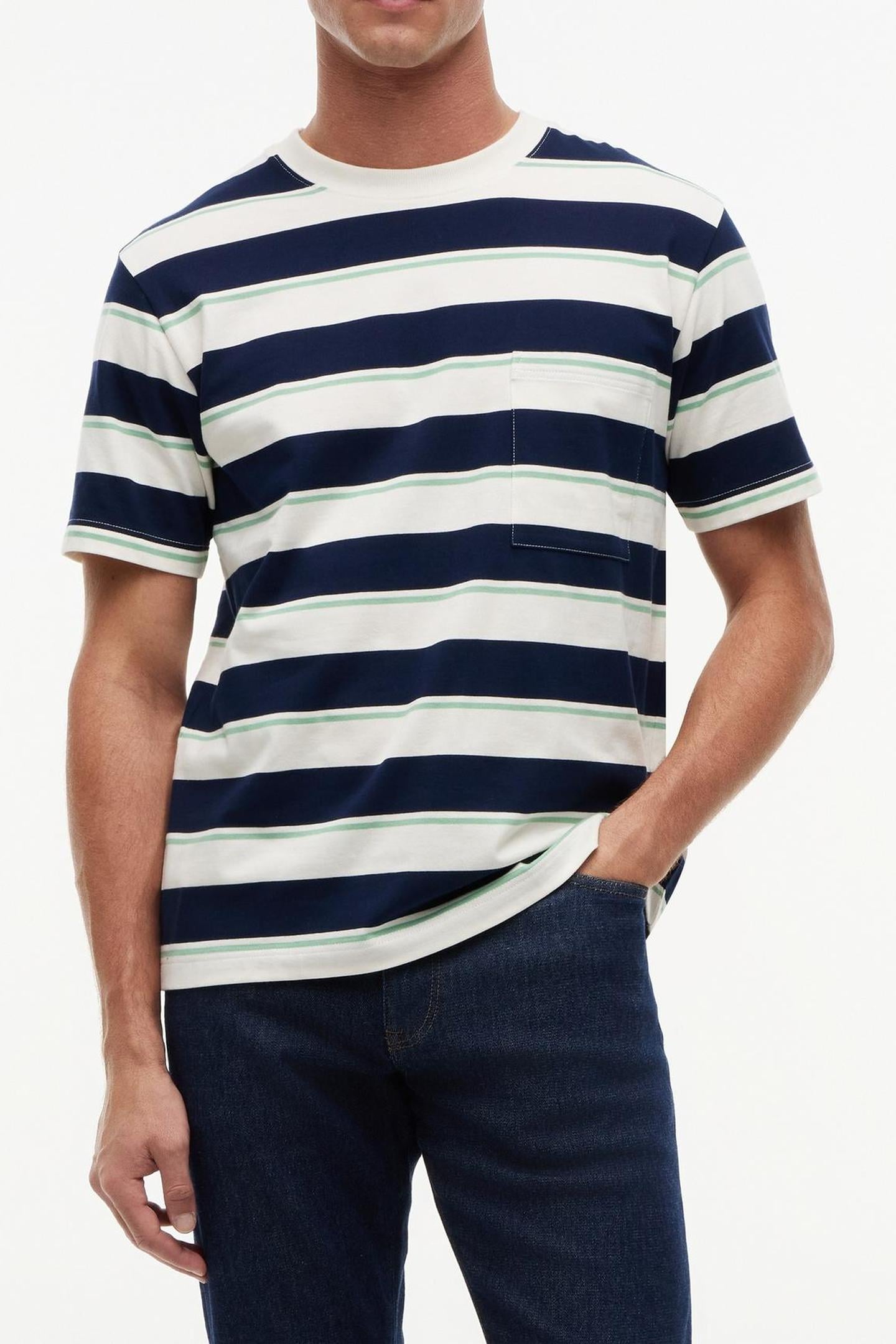 YARN DYE MULTISTRIPE IVORY/CARBON NAVY/CUT GRASS STRIPE 1
