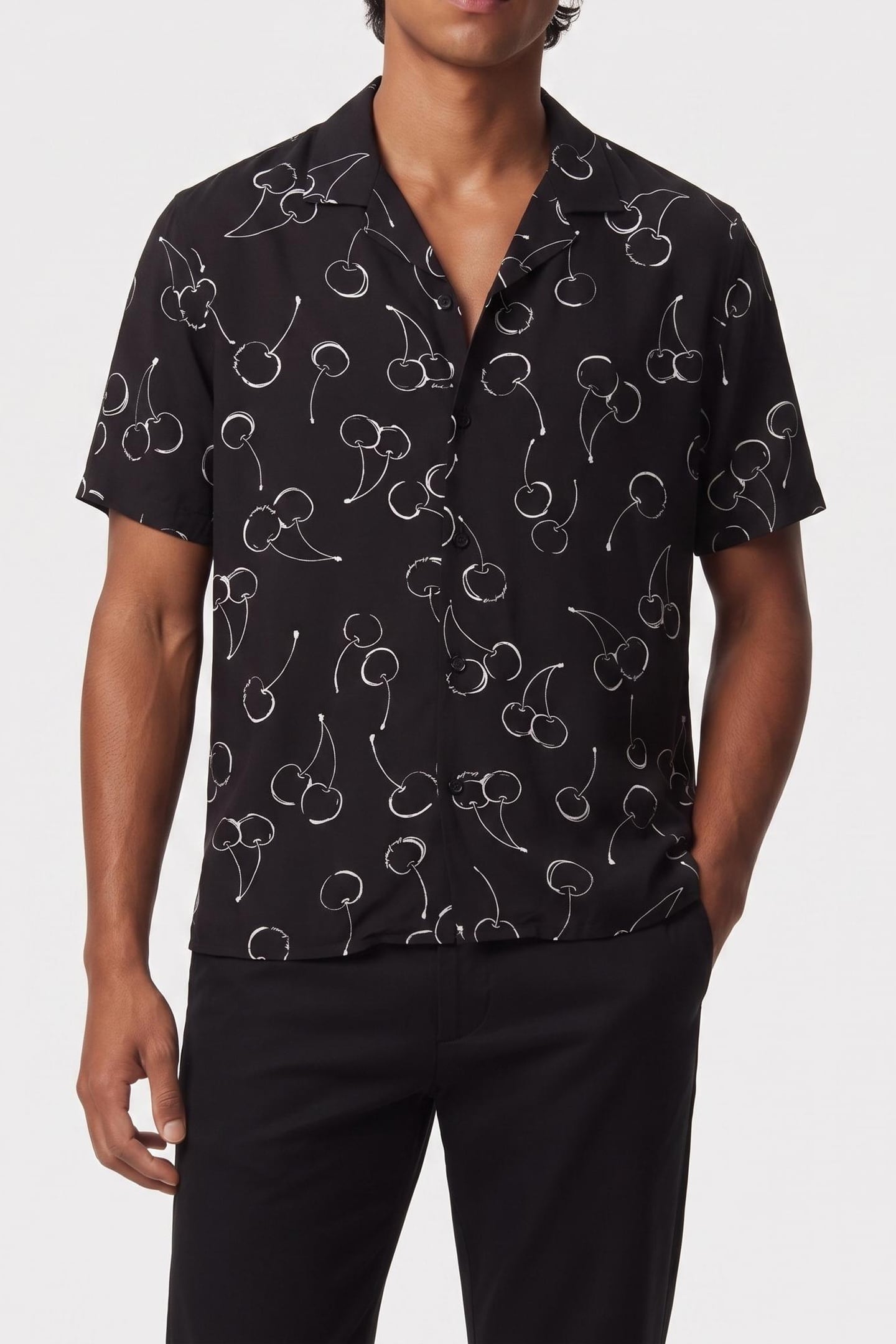 SHORT-SLEEVED SHIRT WITH SHARK NECK BLACK 1