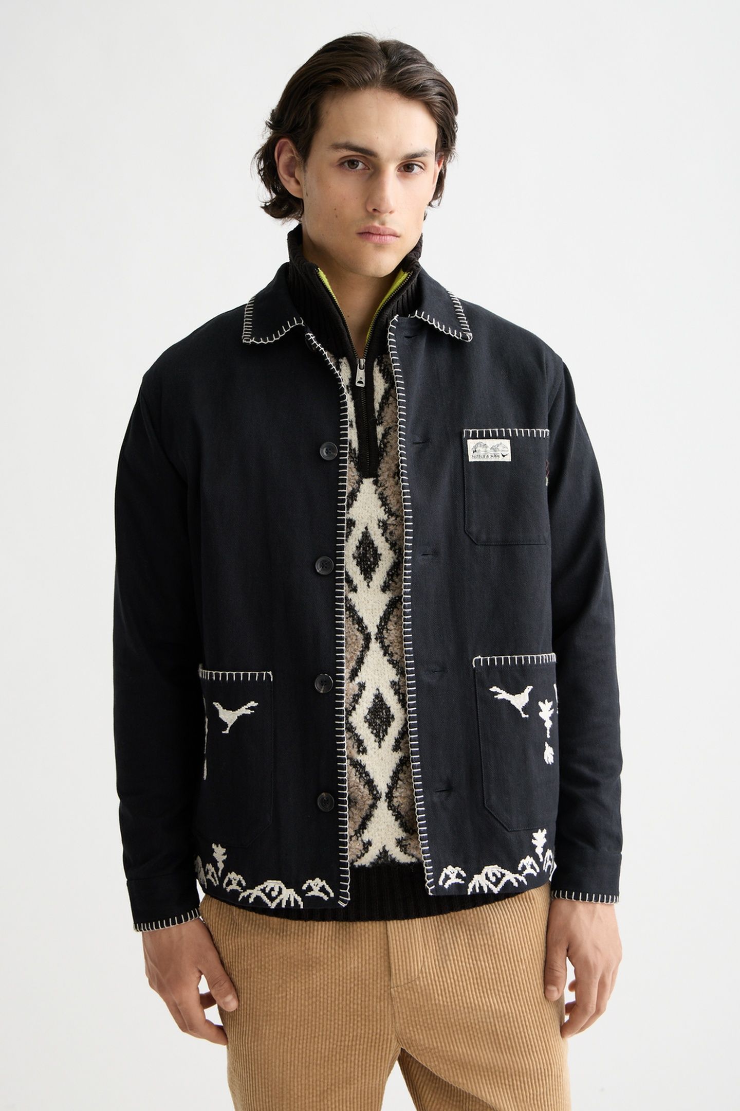 EMBROIDERED COTTON-BLEND WORKER JACKET ANTHRACITE 2