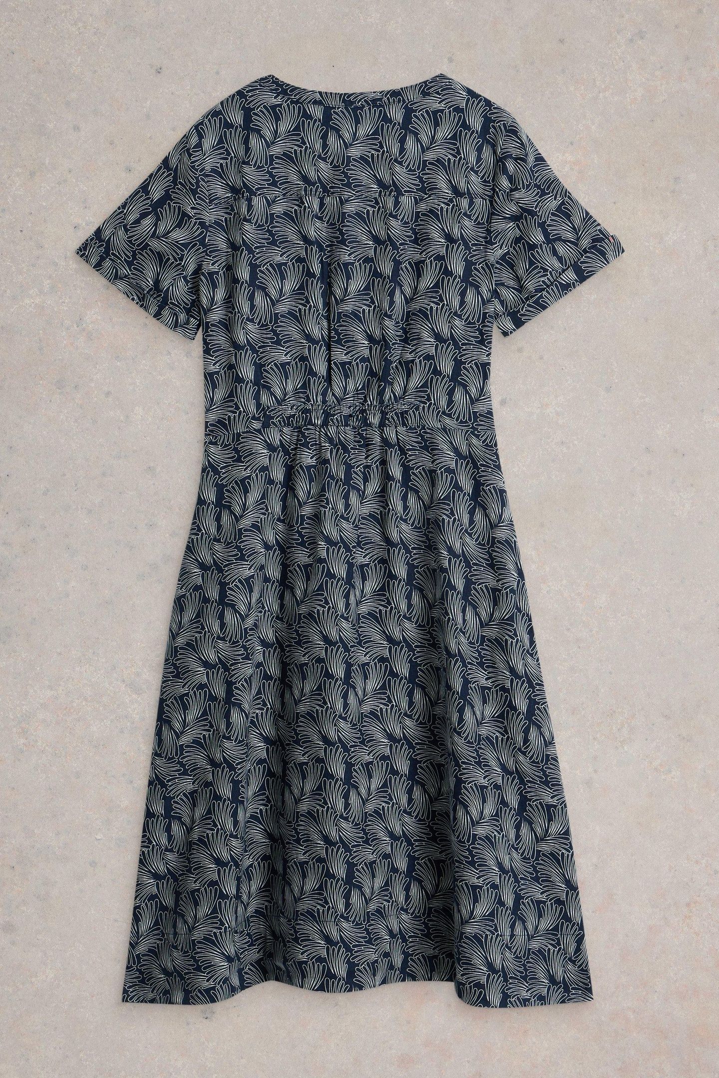 IRIS LINEN DRESS NAVY PRINT 5