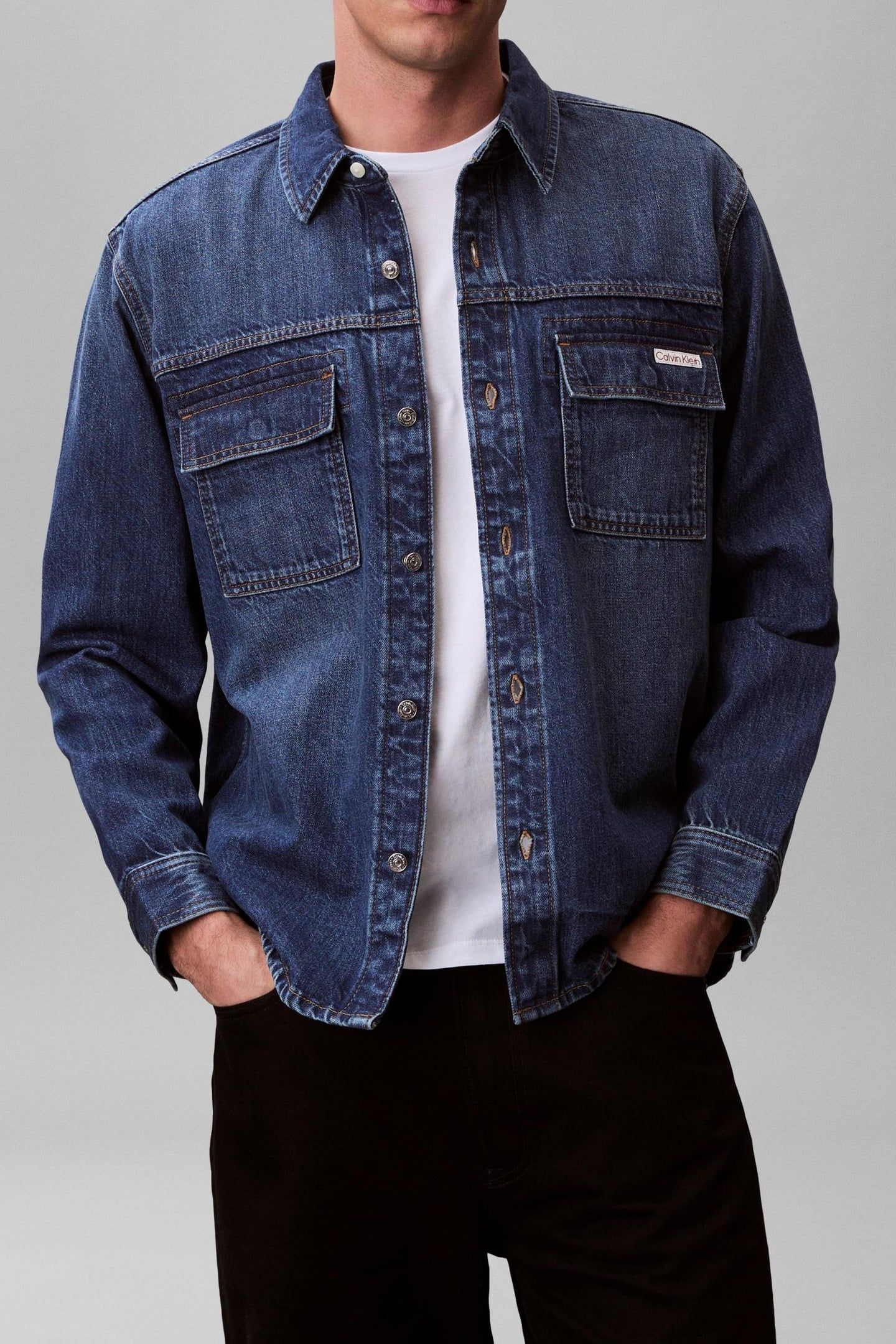 LINEN UTILITY SHIRT DEEP CURRENT 1