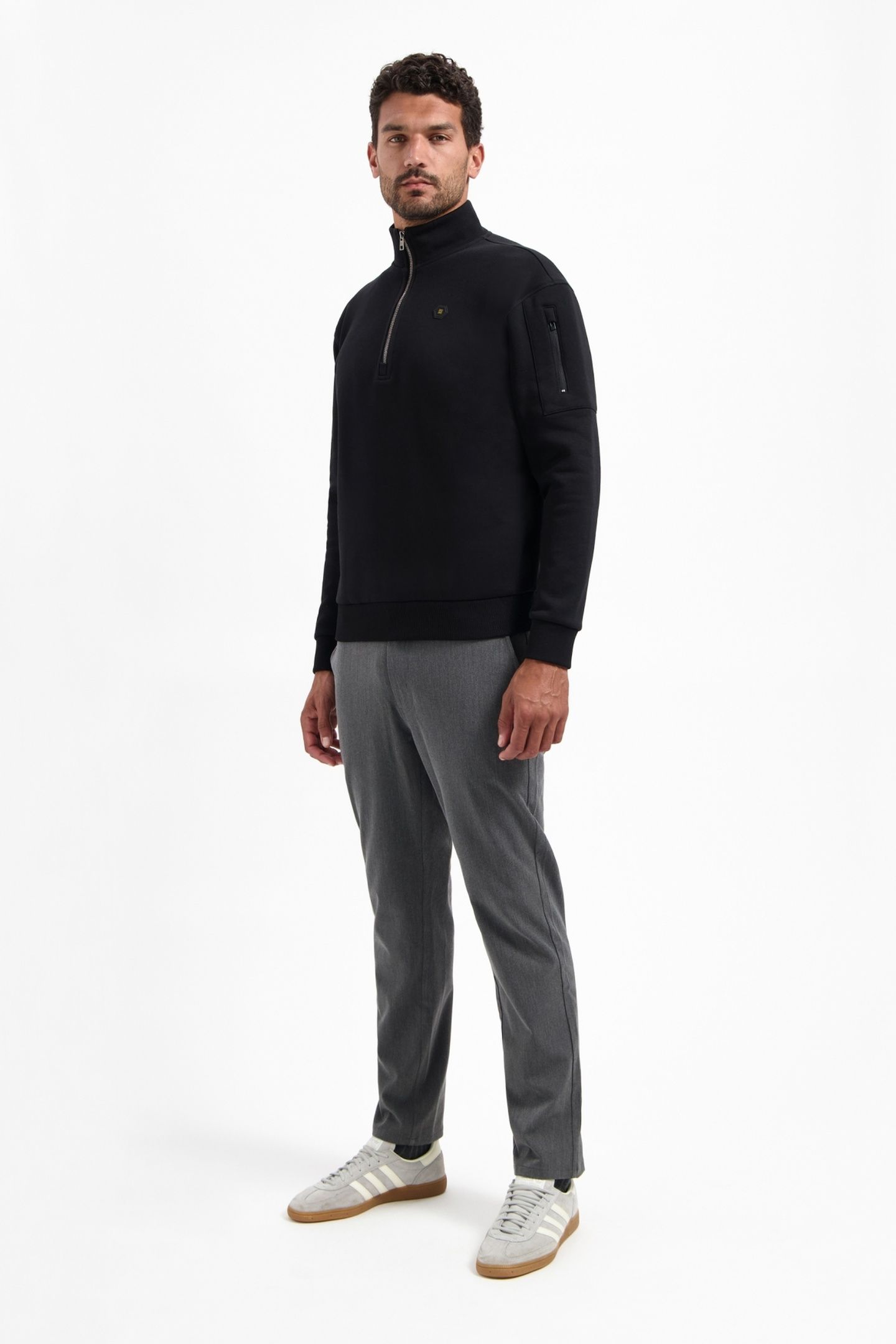 SWEATER HALF ZIP BRUSHED BLACK 2