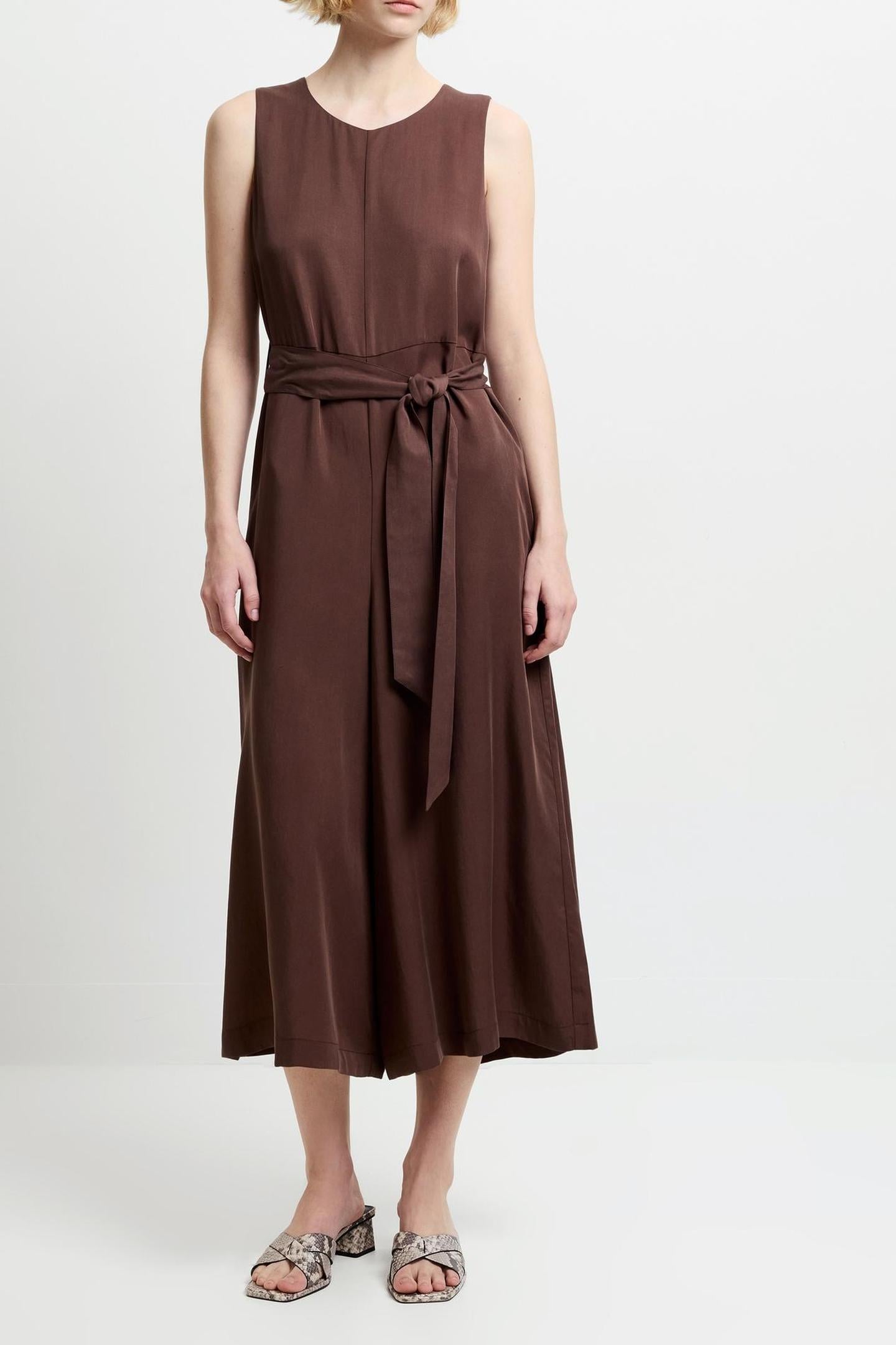 DRAPE JUMPSUIT CHOCOLATE BROWN 1