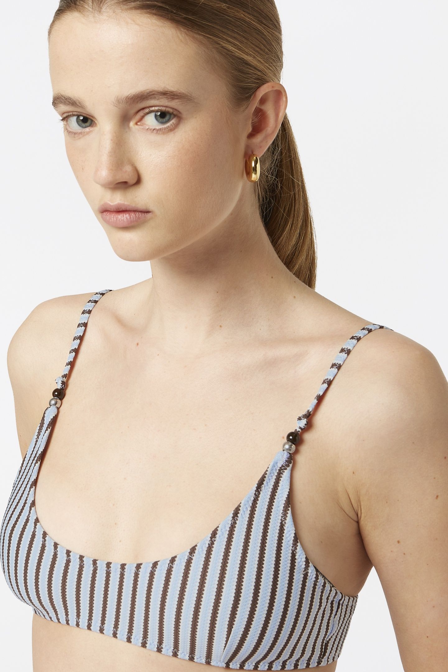 TEXTURED STRIPE BIKINI TOP COLD BREW 5