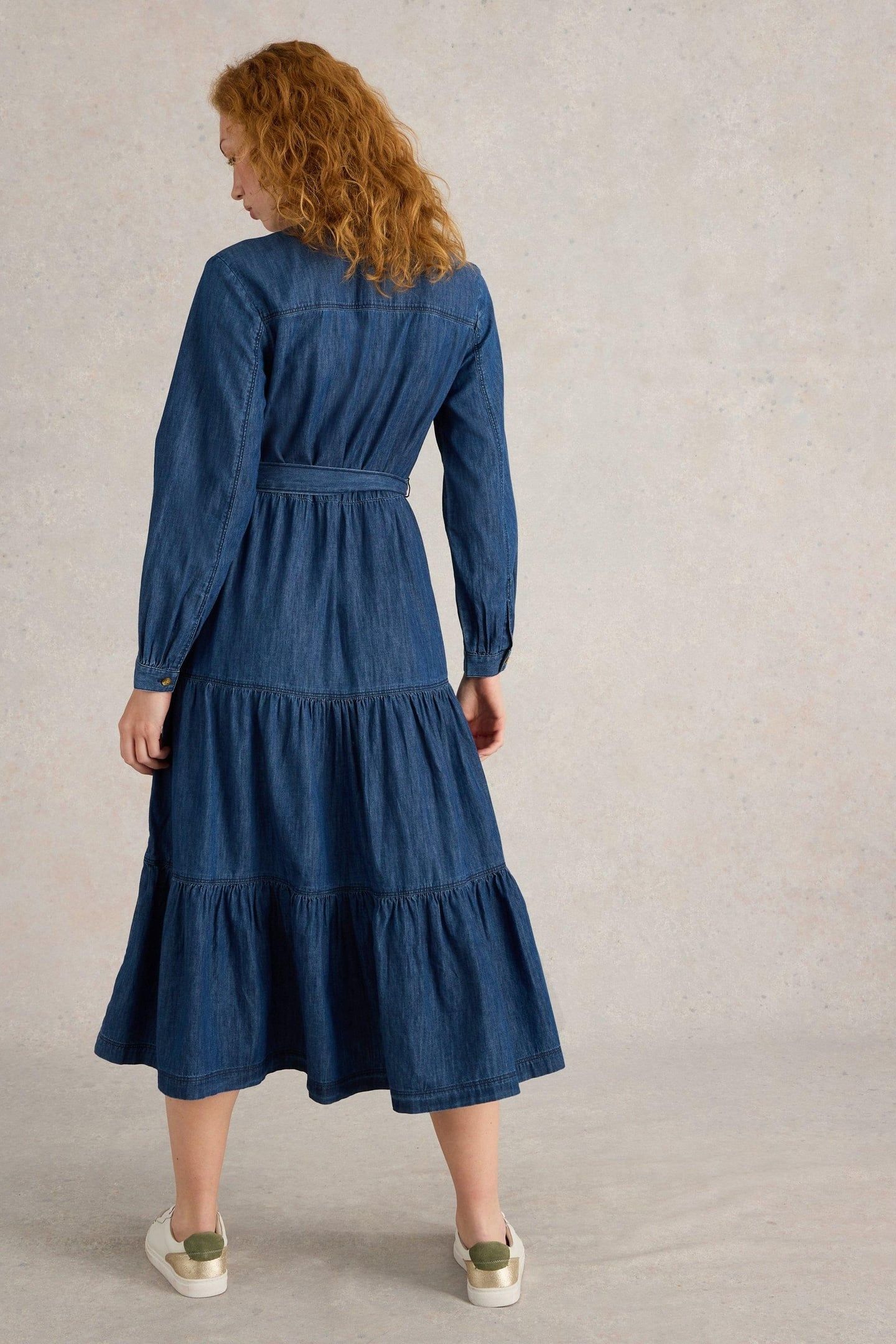 MINA TIERED DENIM DRESS MID DENIM 3