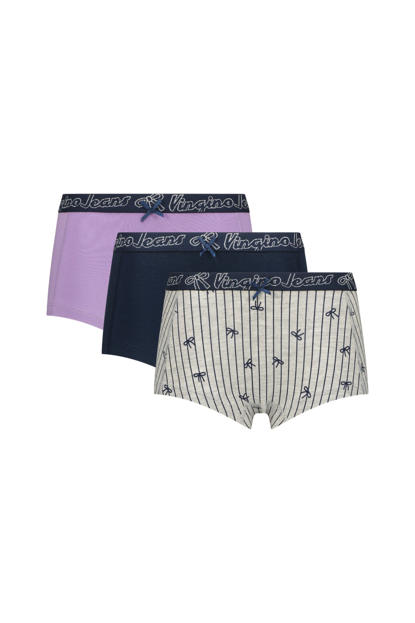 GIRLS BOW 3PACK HIPSTER GREY MELEE 6