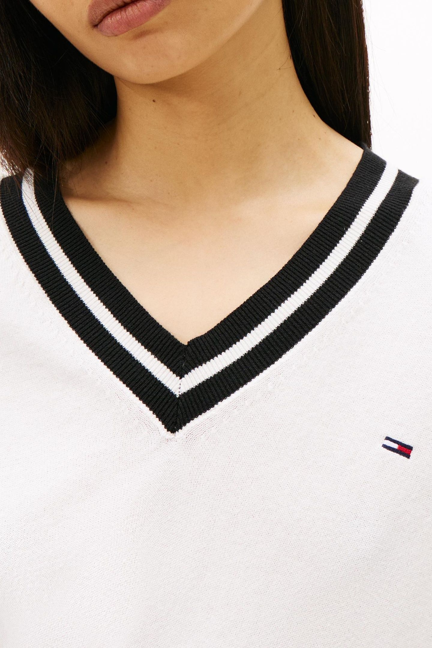 RELAXED V-NECK TIPPED JUMPER ANCIENT WHITE 4