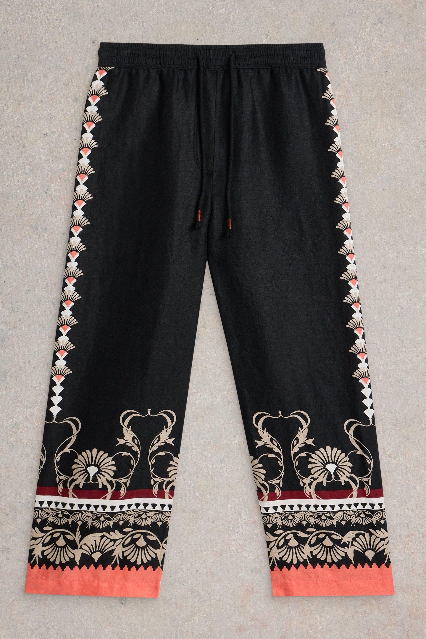 BELLE LINEN WIDE LEG TROUSER BLACK PRINT 4