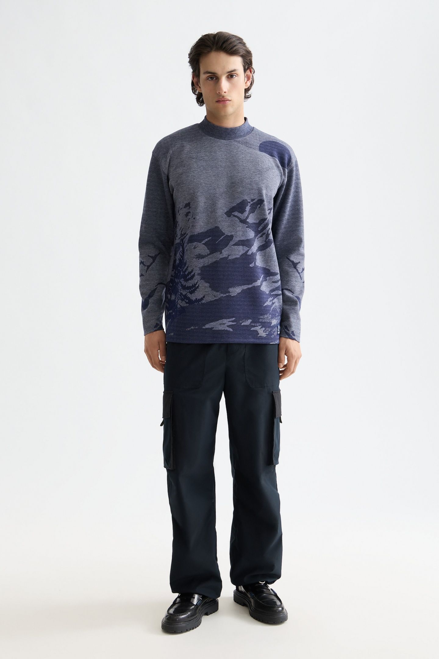 RELAXED FIT JACQUARD KNIT PEACOAT 2