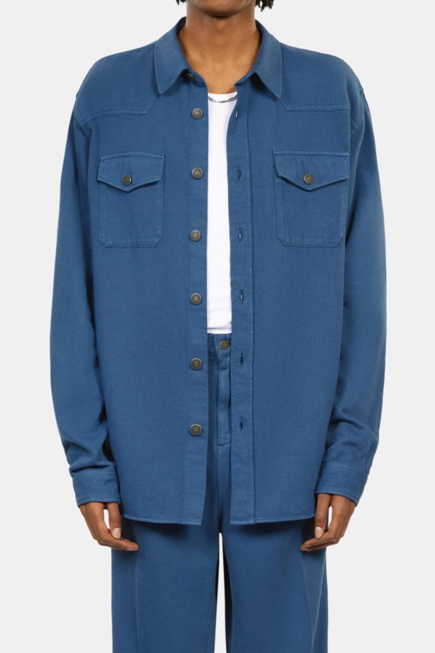 CASUAL LINEN COTTON SHIRT MIDDLE NAVY 3