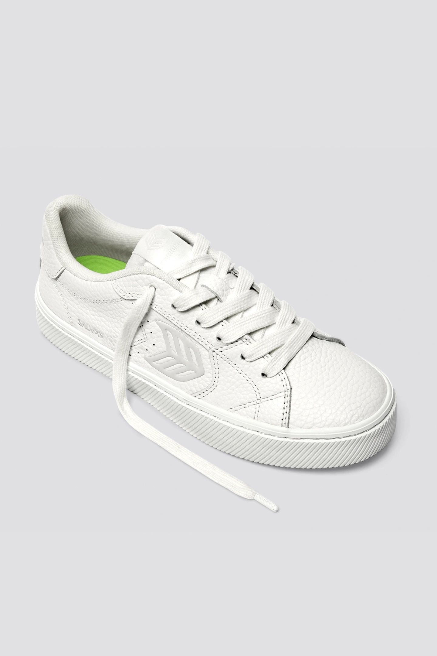 SALVAS PEBBLED LEATHER WHITE ICE LOGO 1