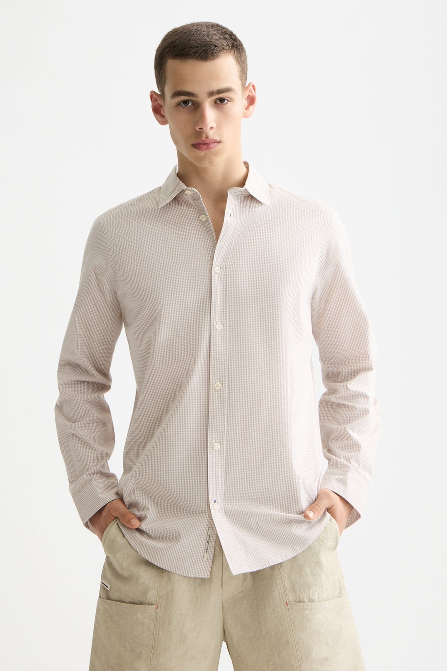 MICRO-CHECK POPLIN SHIRT PLAZA TAUPE MICRO CHECK 1