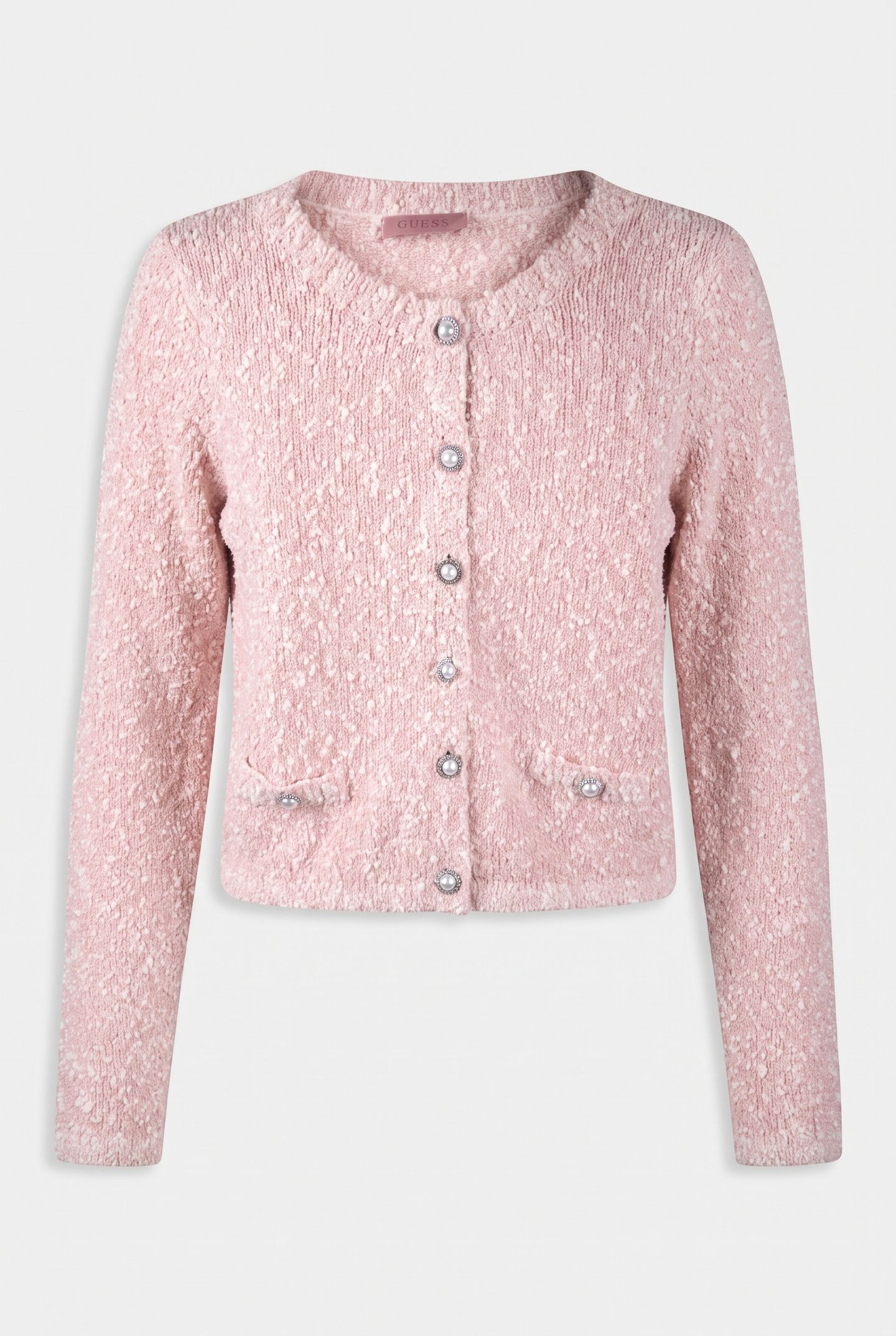 GUESS ECO DOROTHY CN LS CARDI PINK AND WHITE COMBO 3