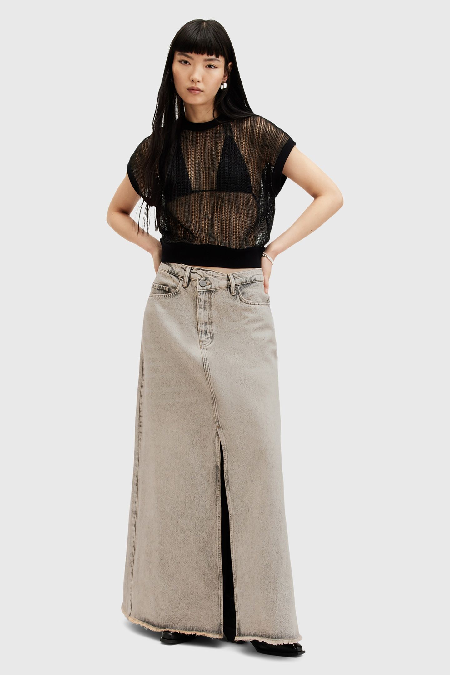 NOIR MAXI SKIRT SAND GREY 1