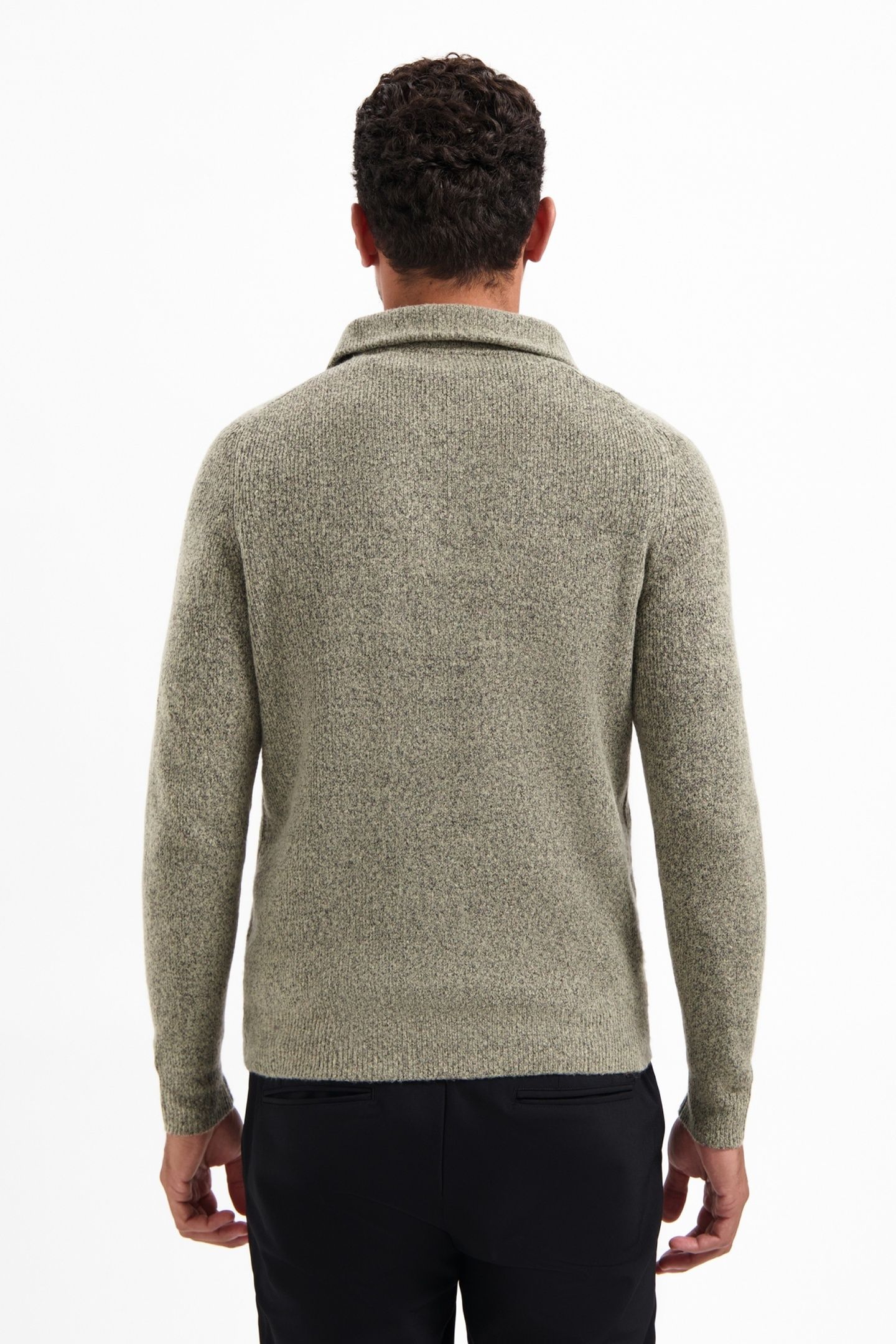 PULLOVER WING COLLAR HALF ZIP SOFT WOOLBLEND SAND 4