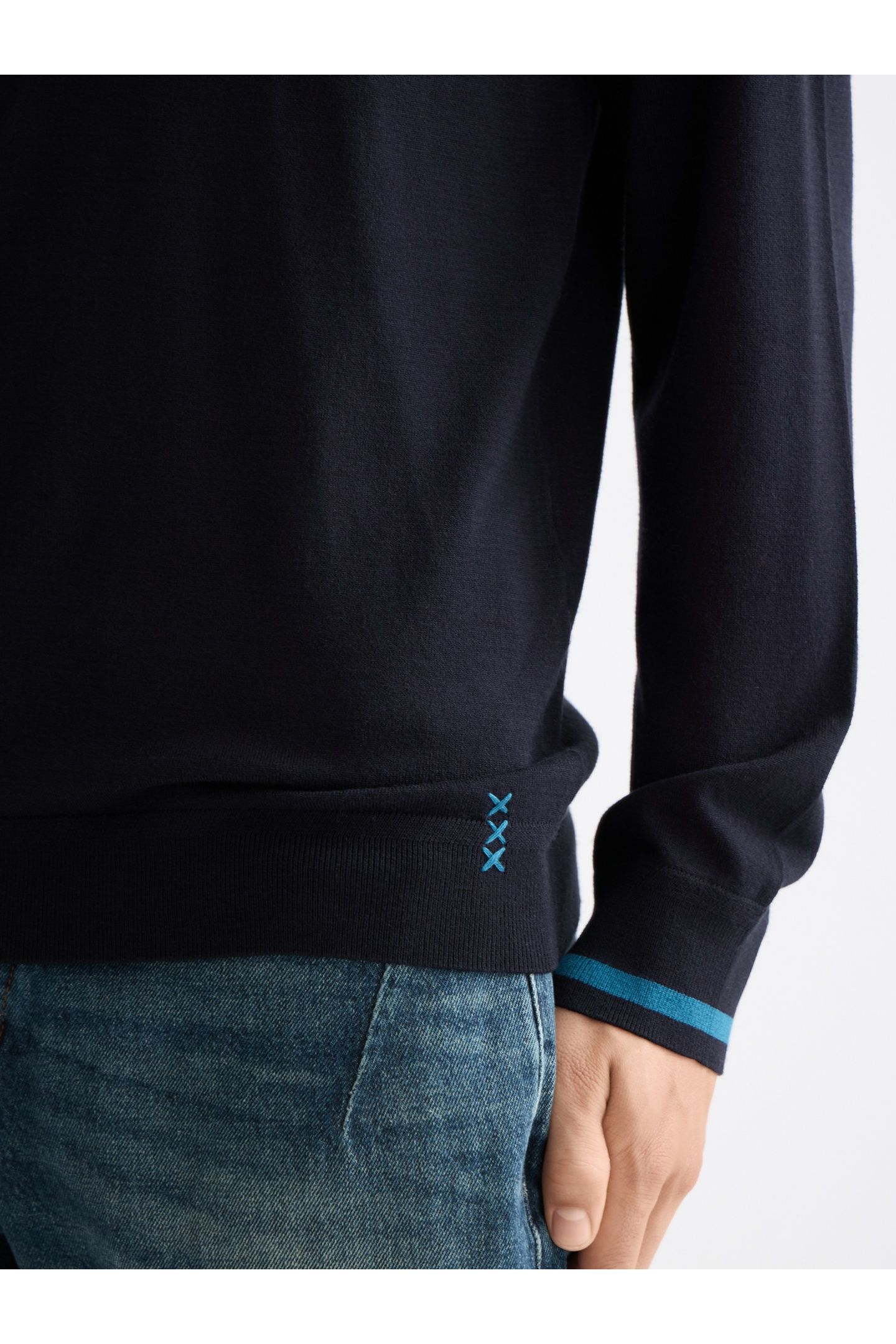 ECOVERO BLEND KNITTED LONG SLEEVE POLO ANTHRACITE 6