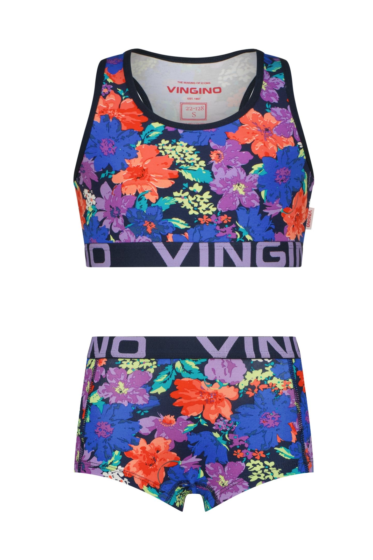 GIRLS FLOWER RACER SET HIPSTER DARK BLUE ALL-OVER 1