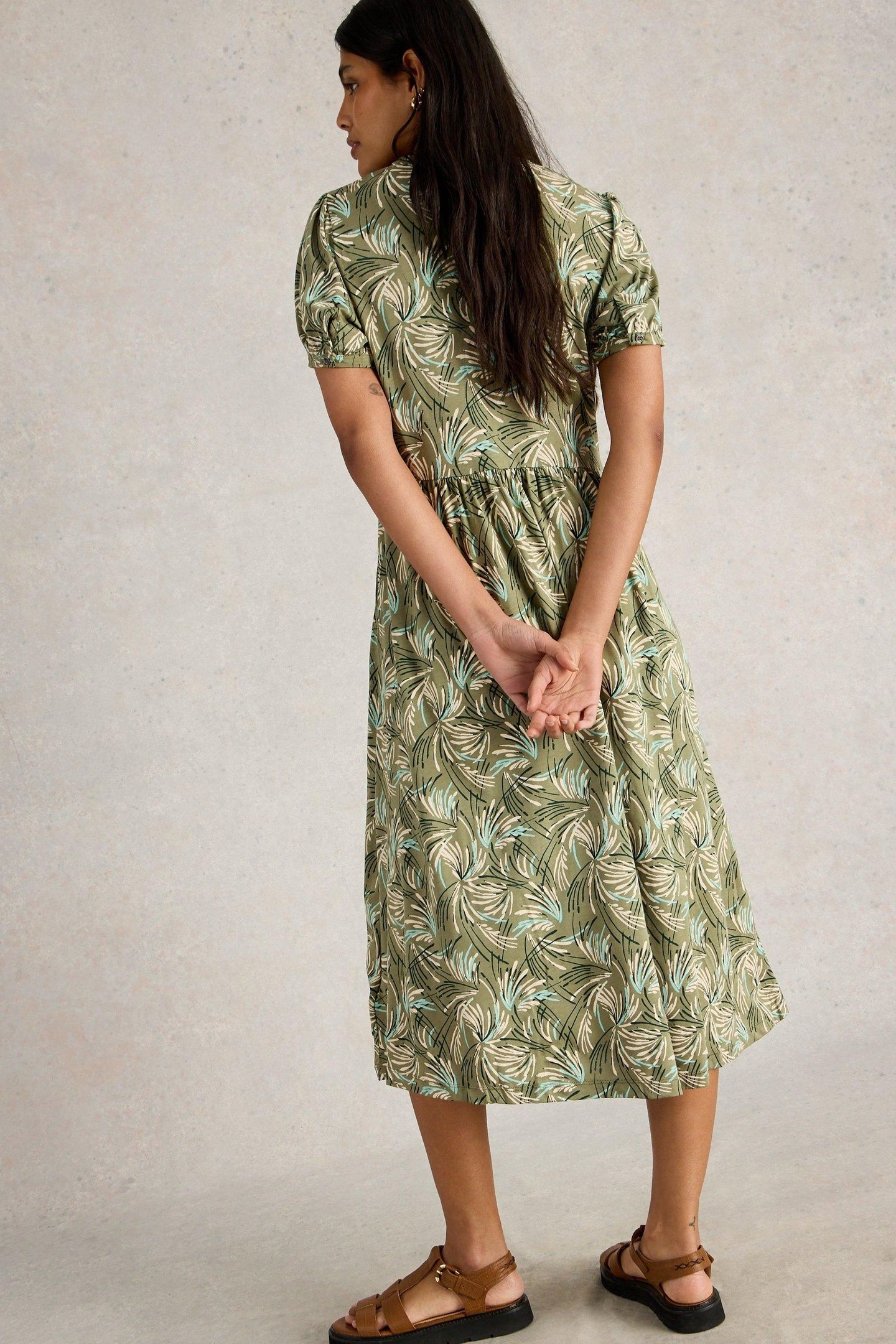 LEAH JERSEY DRESS GREEN PRINT 3