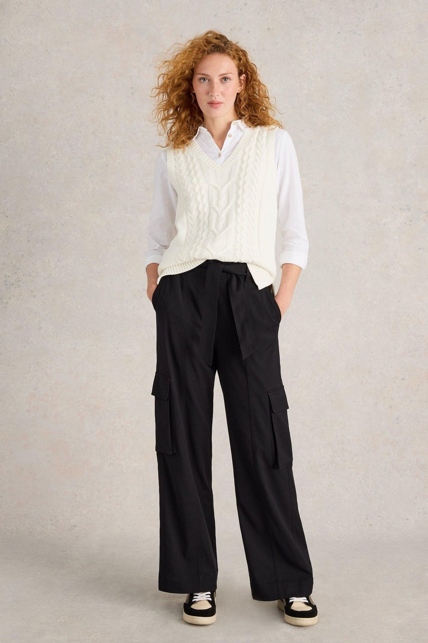 FERN WIDE LEG CARGO TROUSER PURE BLACK 1