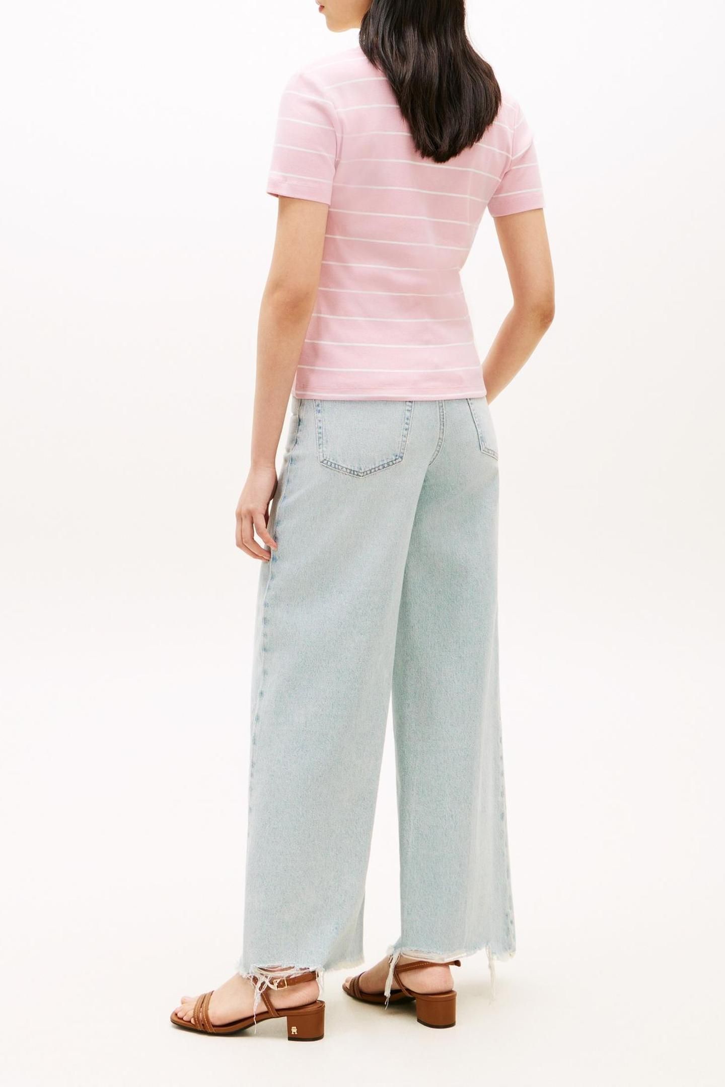SLIM CODY V-NECK SS FINE BONITA PINK/ECRU 3