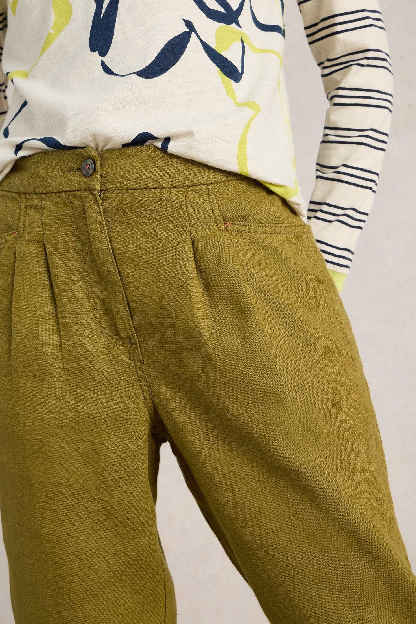 ROWENA LINEN TROUSER KHAKI GREEN 4