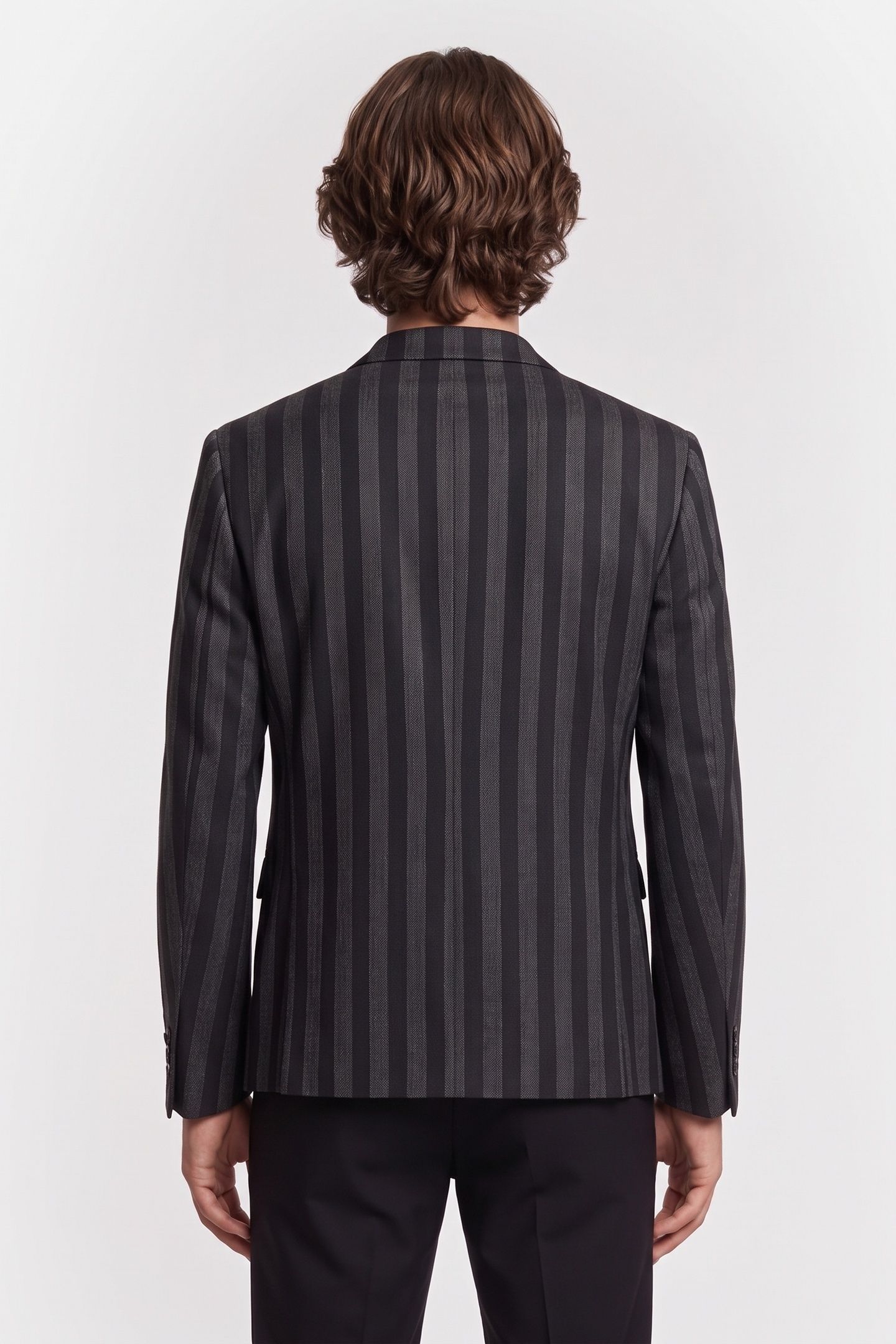 STRAIGHT-CUT JACKET WITH 3 BUTTONS & 3 POCKETS BLACK GREY 4