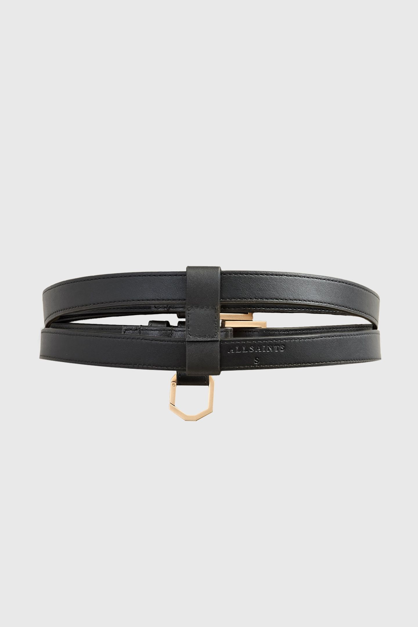 JANA DOUBLE BELT BLACK/WARM BRASS 3