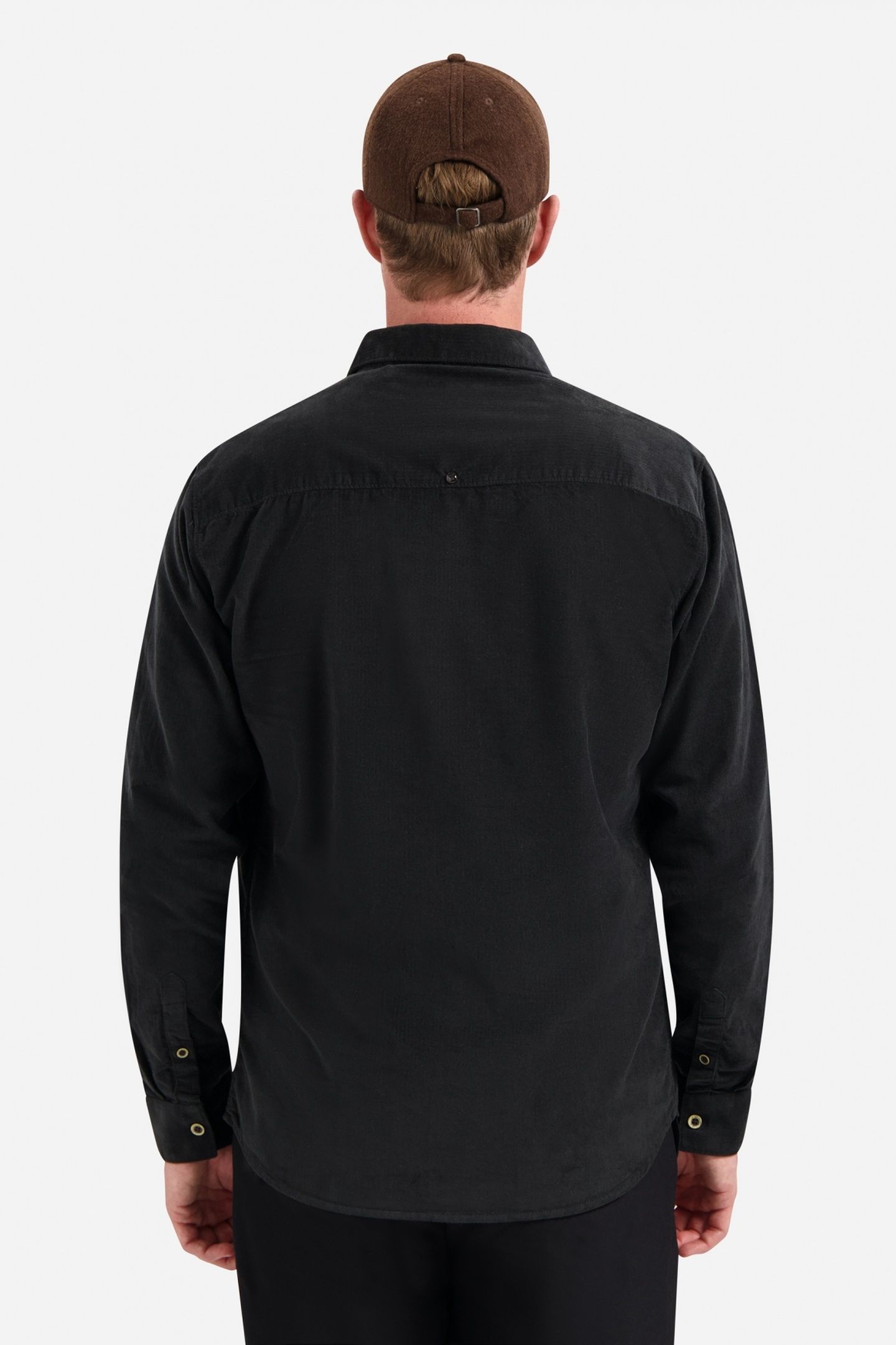 SHIRT SOLID FINE HERRINGBONE BLACK 4