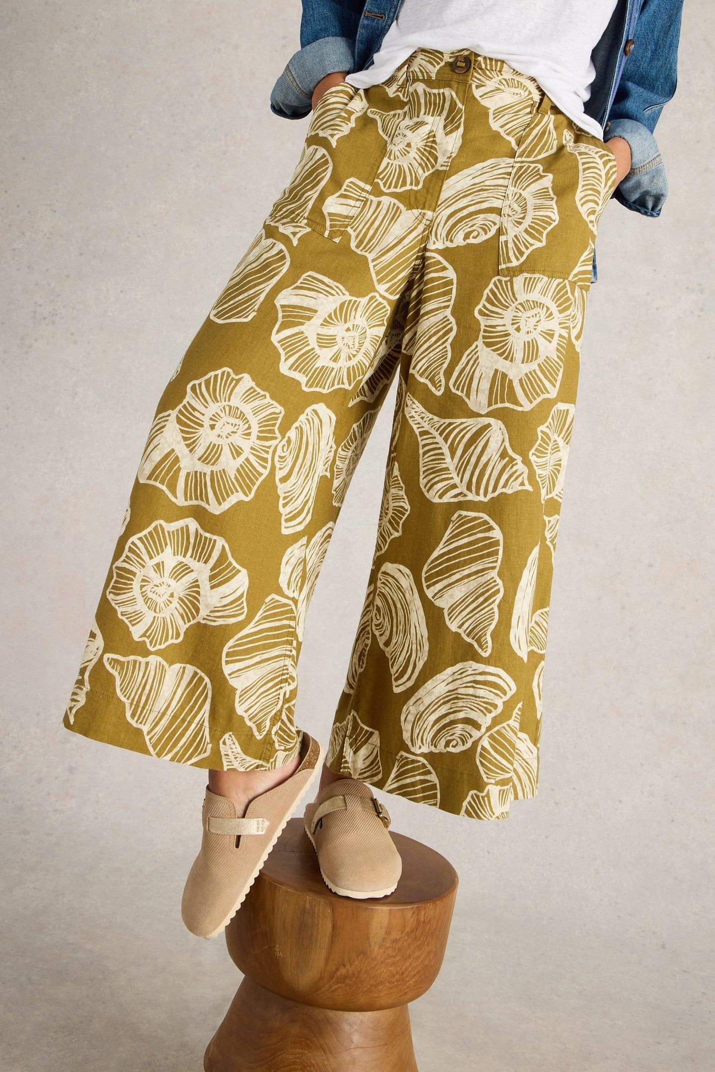 ROXY LINEN BLEND CULOTTE GREEN PRINT 7