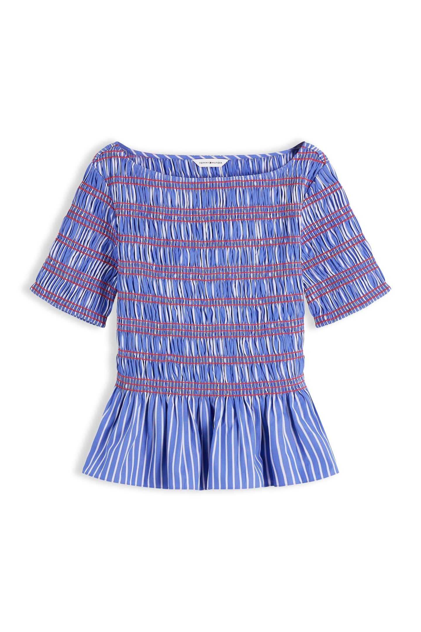 SMOCKING STRIPE BOAT NECK TOP STACKING STP/VERONA BLUE 4
