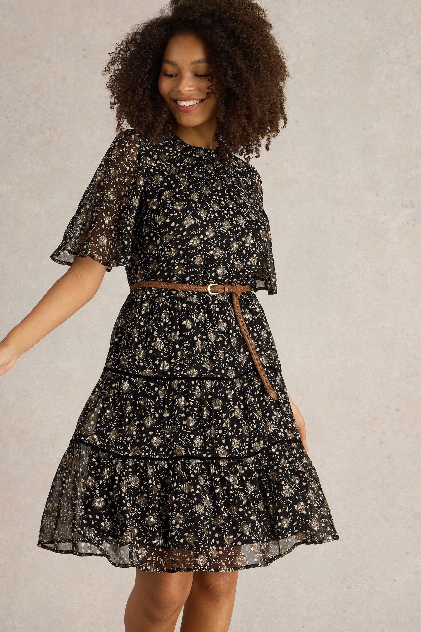 ERIN METALLIC DRESS BLACK MULTI 2
