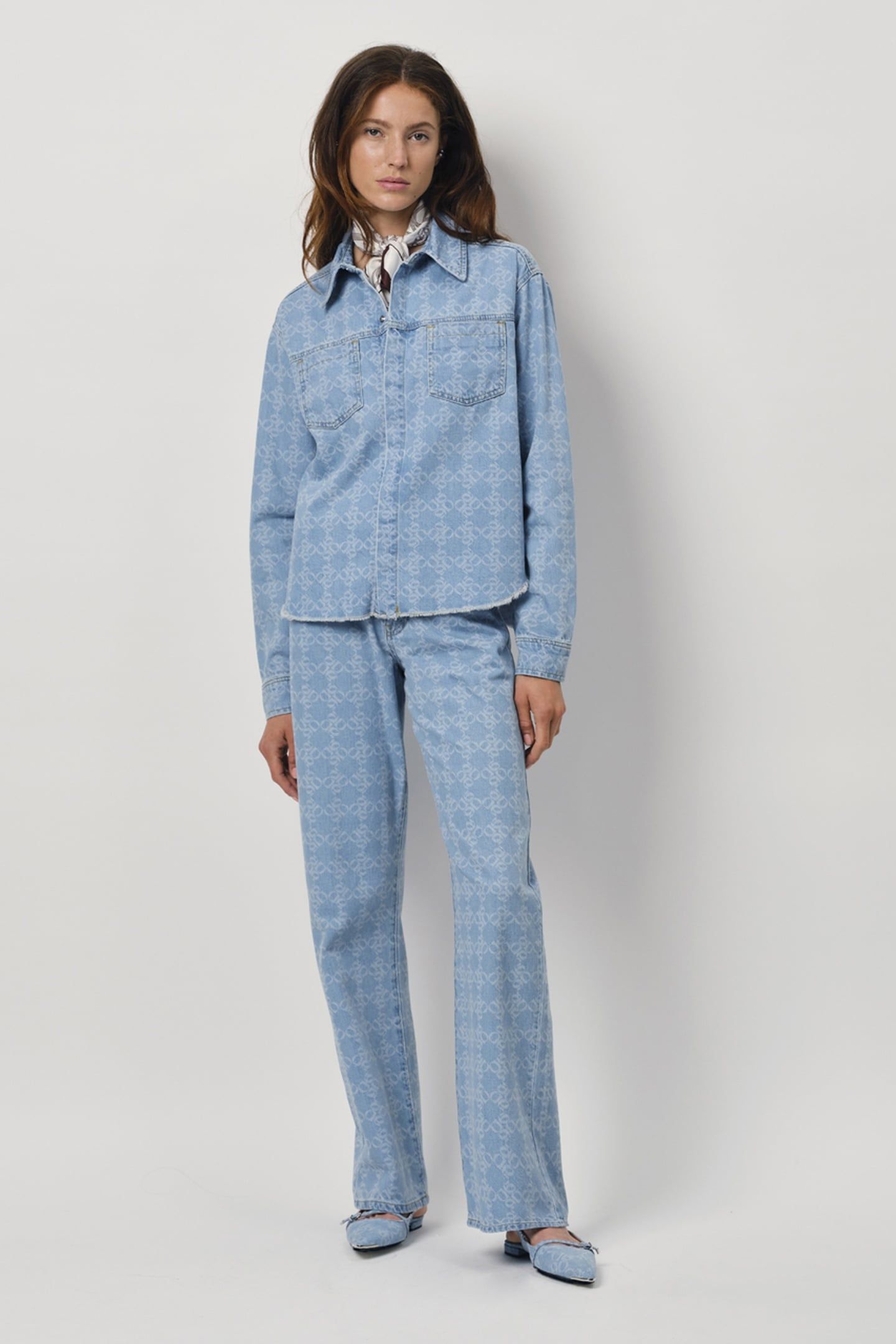 LONE MONOGRAM JEANS SHIRT SKYWASH BLUE 1