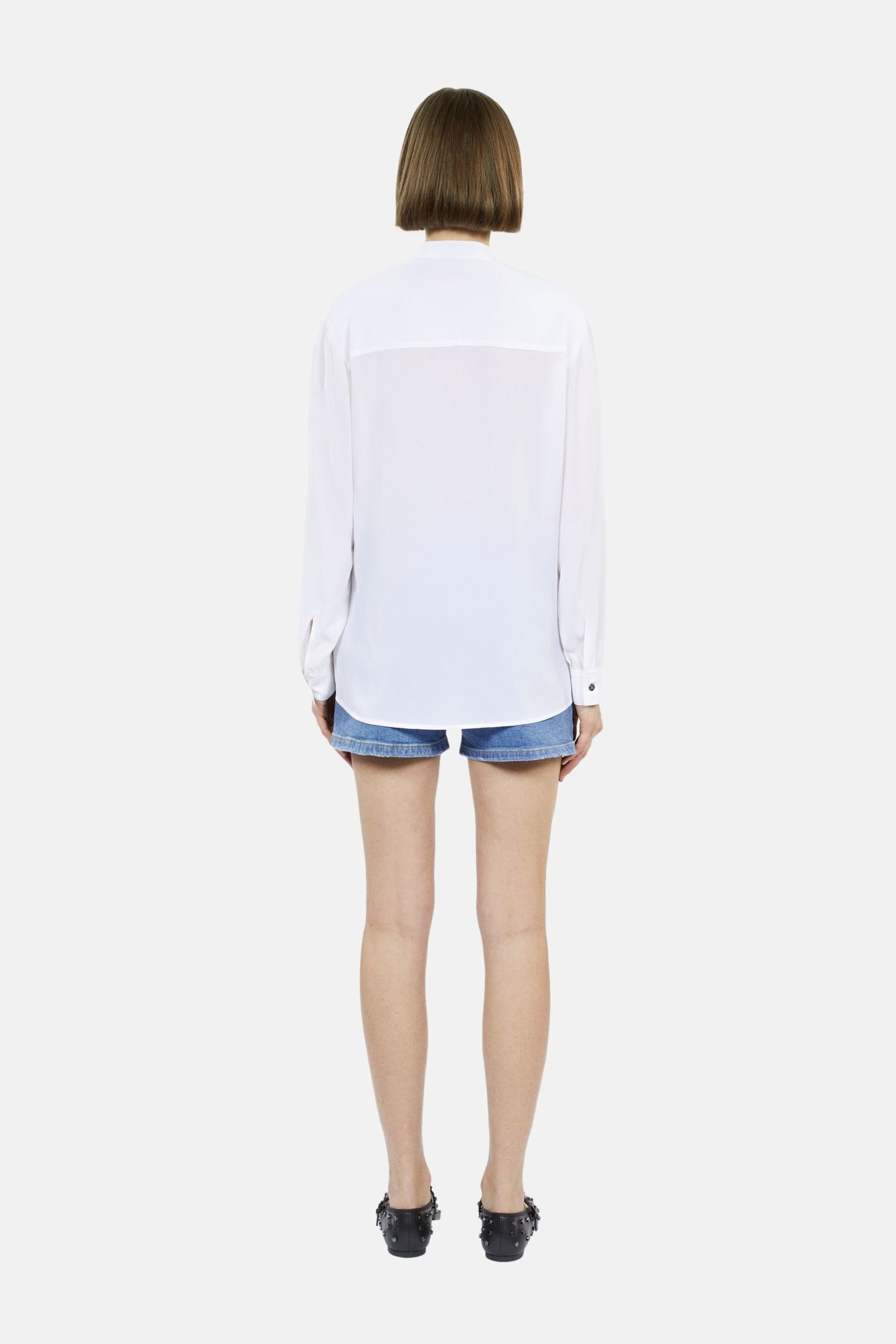 LONG-SLEEVED SHIRT WITH PLEATED DETAIL ECRU 4