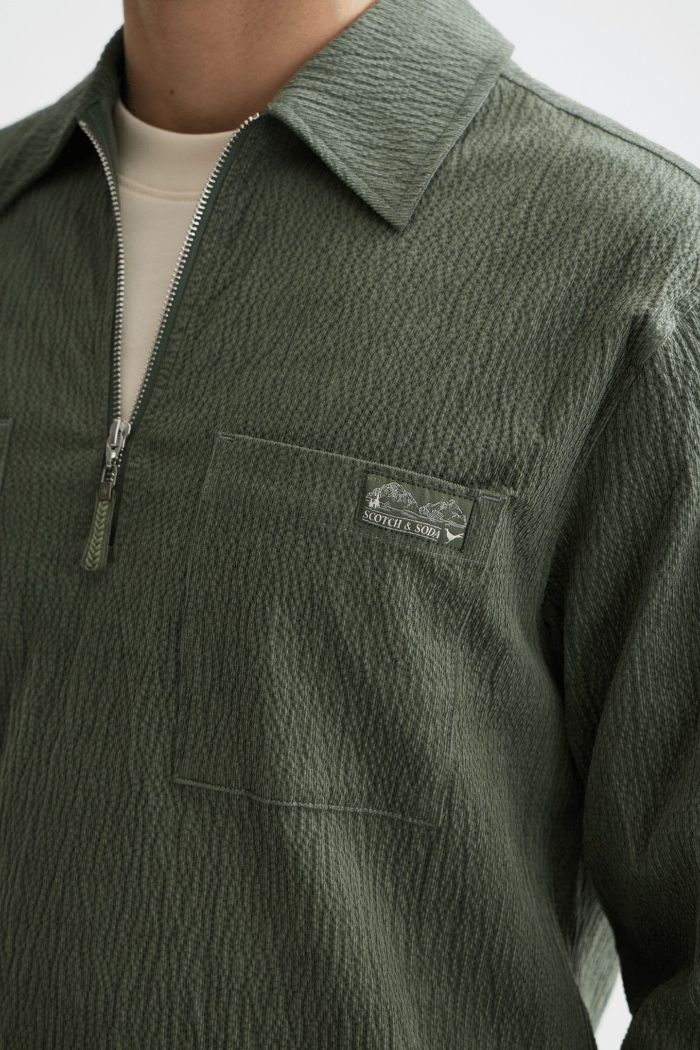 1/4 ZIP CORDUROY SHIRT THYME 5