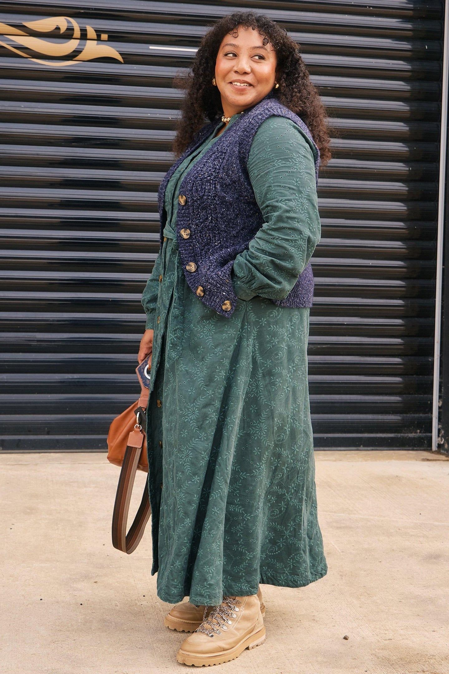 FLORENCE CORD DRESS DUSTY GREEN 5
