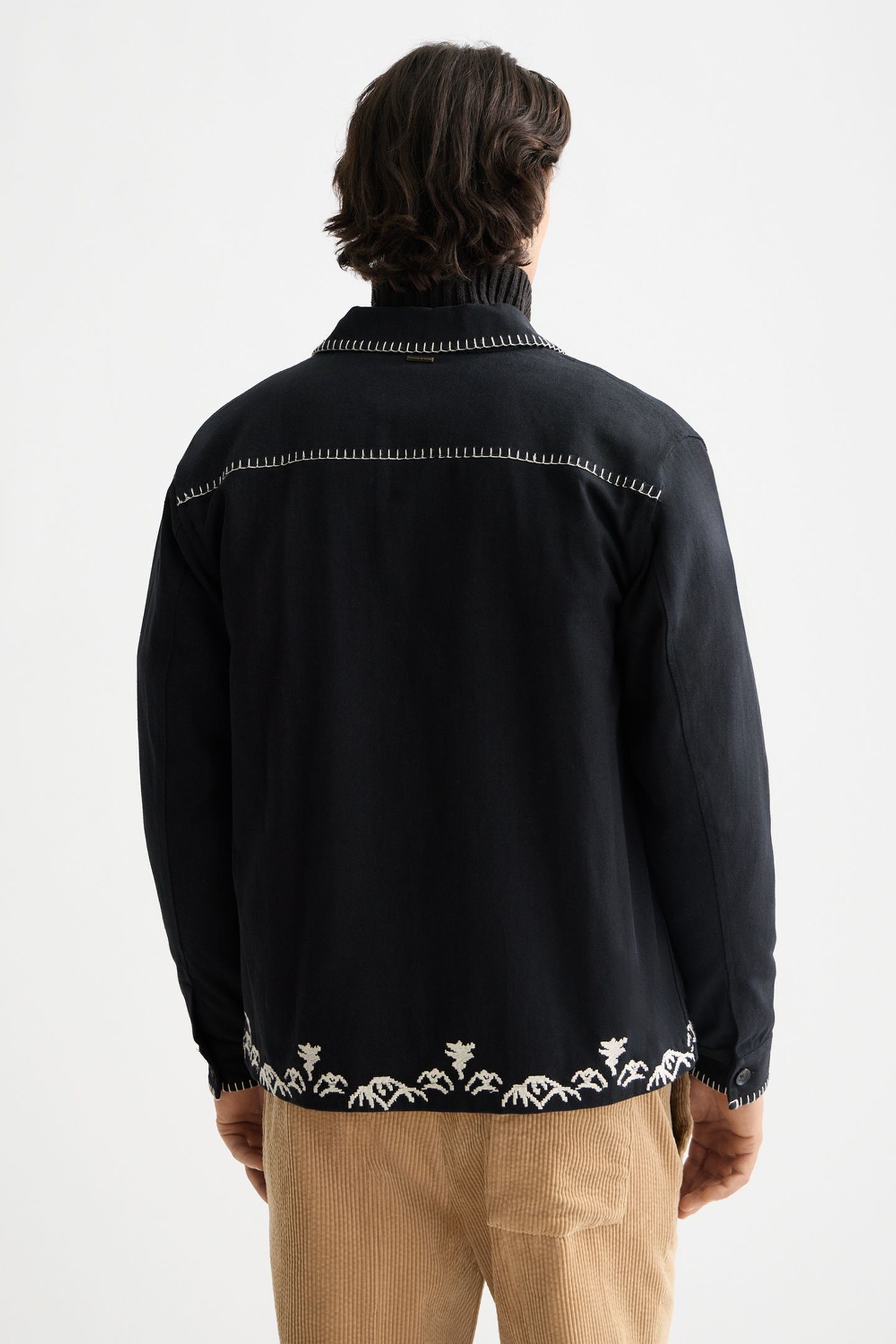 EMBROIDERED COTTON-BLEND WORKER JACKET ANTHRACITE 3