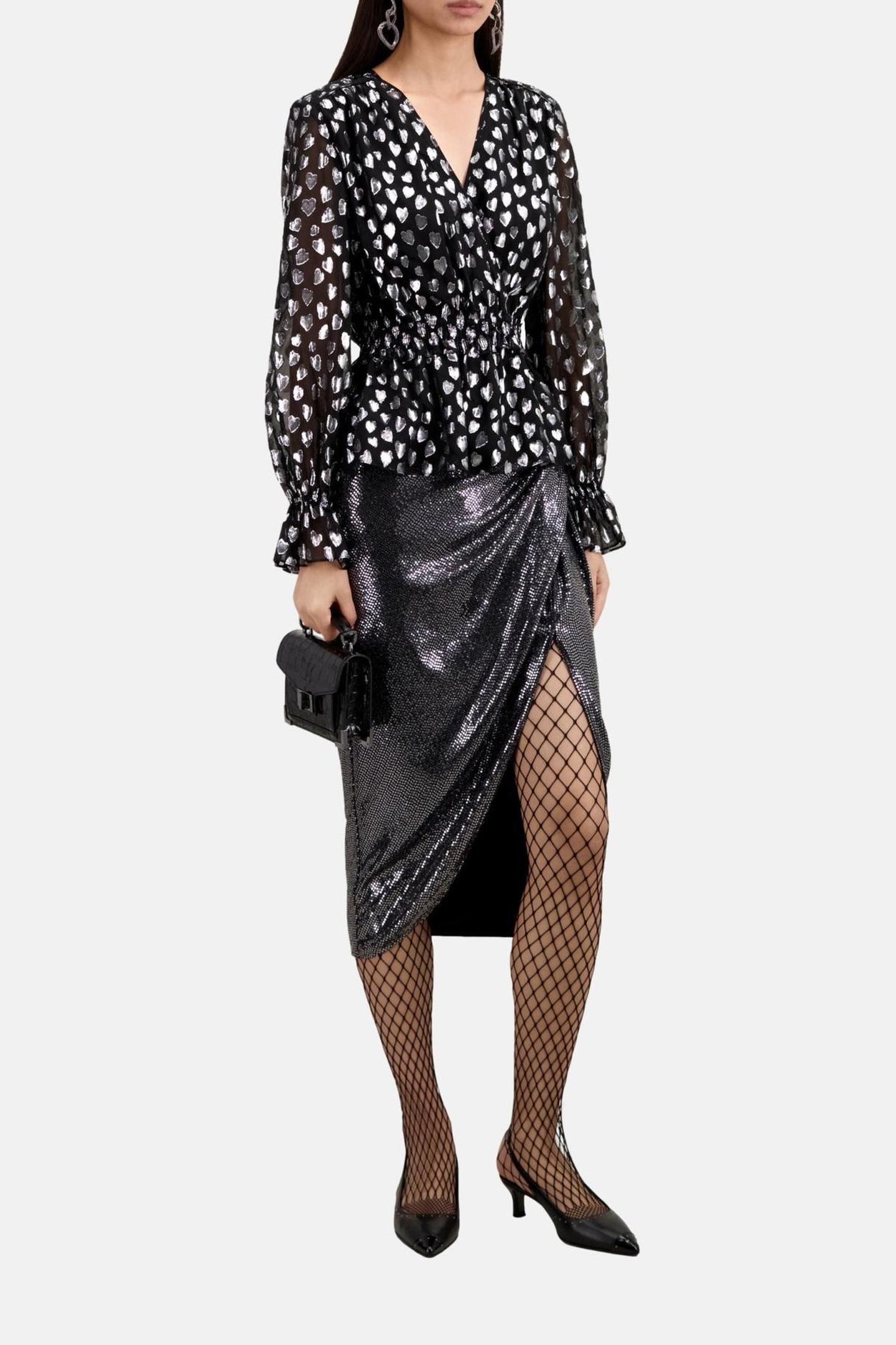 MACNHE LONG TOP W HEARTS AND ELASTIC WAIST BLACK SILVER 1