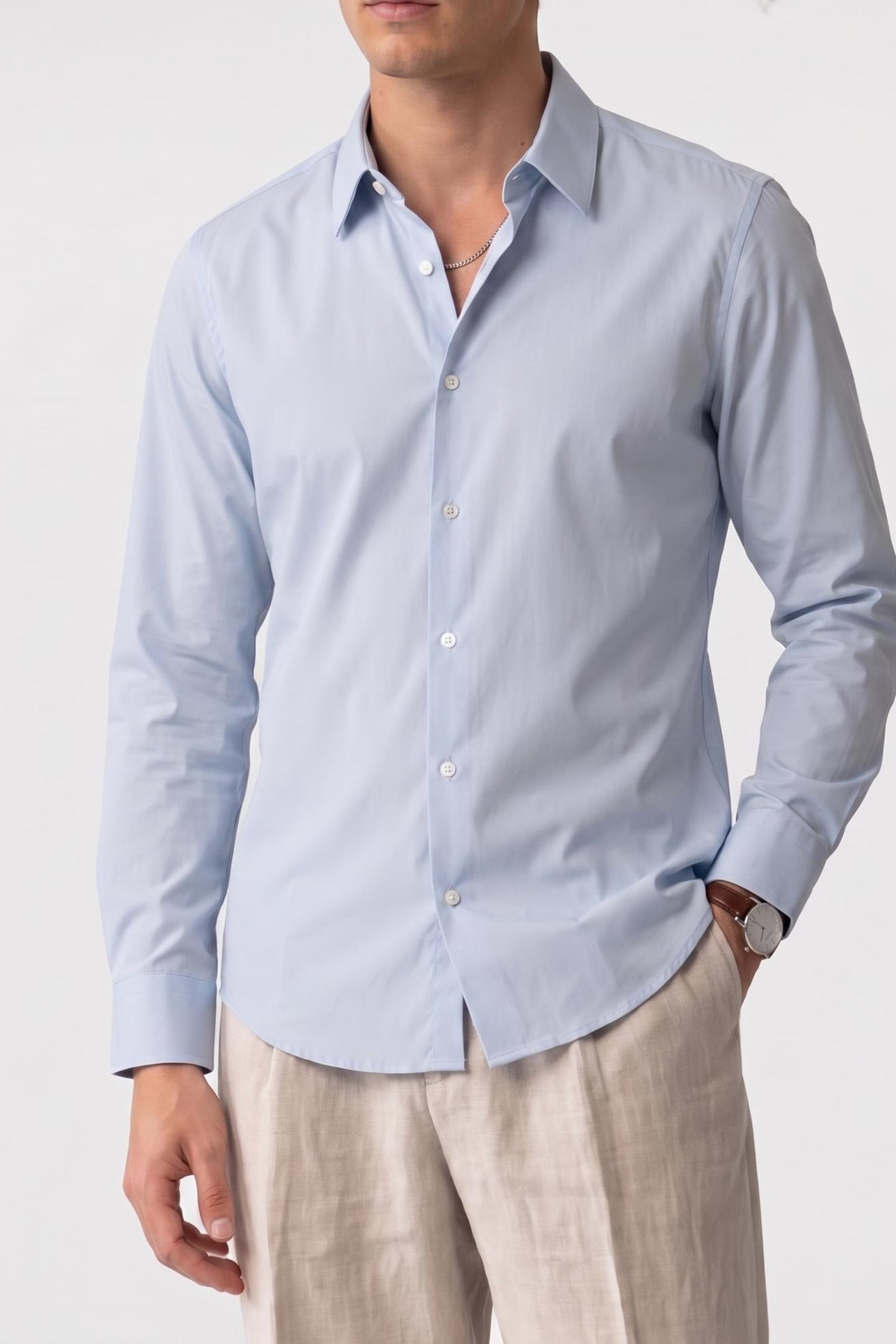 LS TECH STRETCH SLIM SHIRT NIAGARA MIST 1